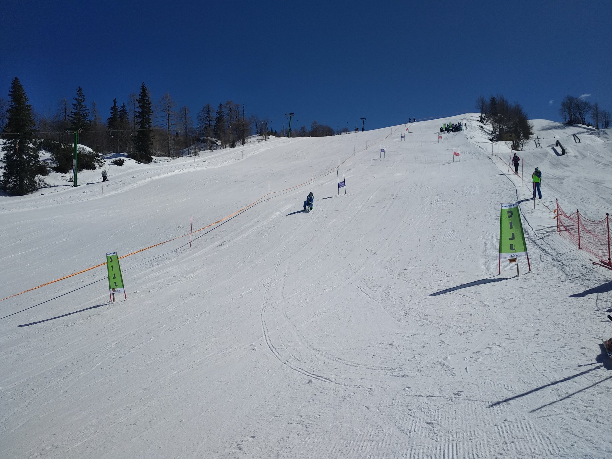 Sitting monoski (Pležuh) competition at Vogel ski center