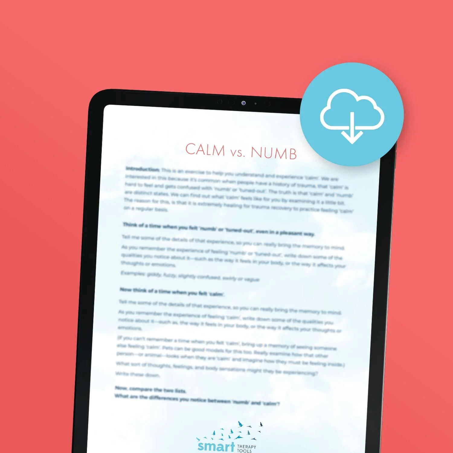 A PDF document presenting the 'Calm vs. Numb' script.