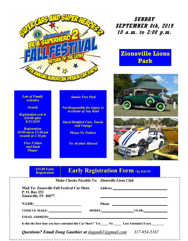 Car Show Application — Zionsville Lions Club