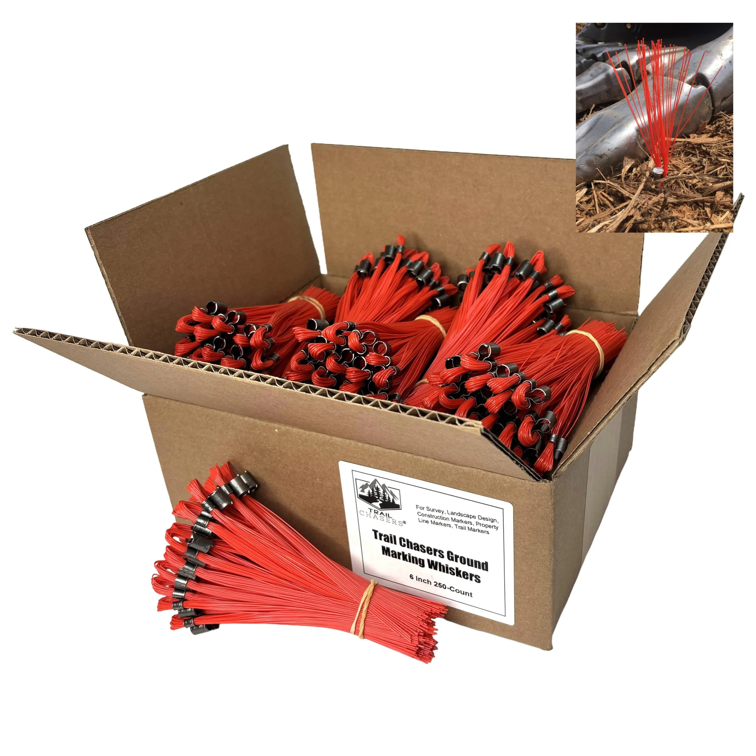 Stake Chaser 250-Count Orange Survey Marking Whiskers 6 Inch