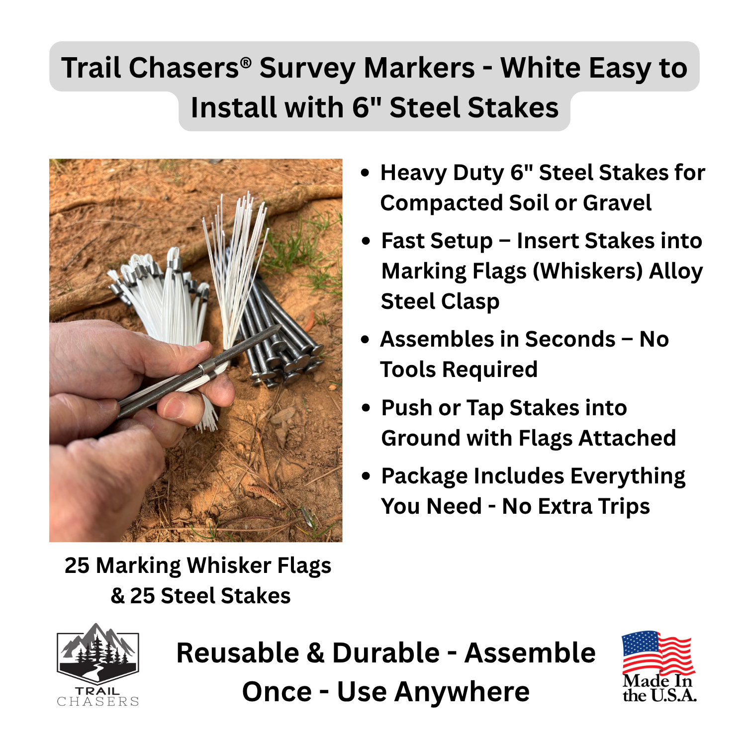 Trail Chasers Survey Markers White with Steel Stakes – Quick Assembly & Installation.png