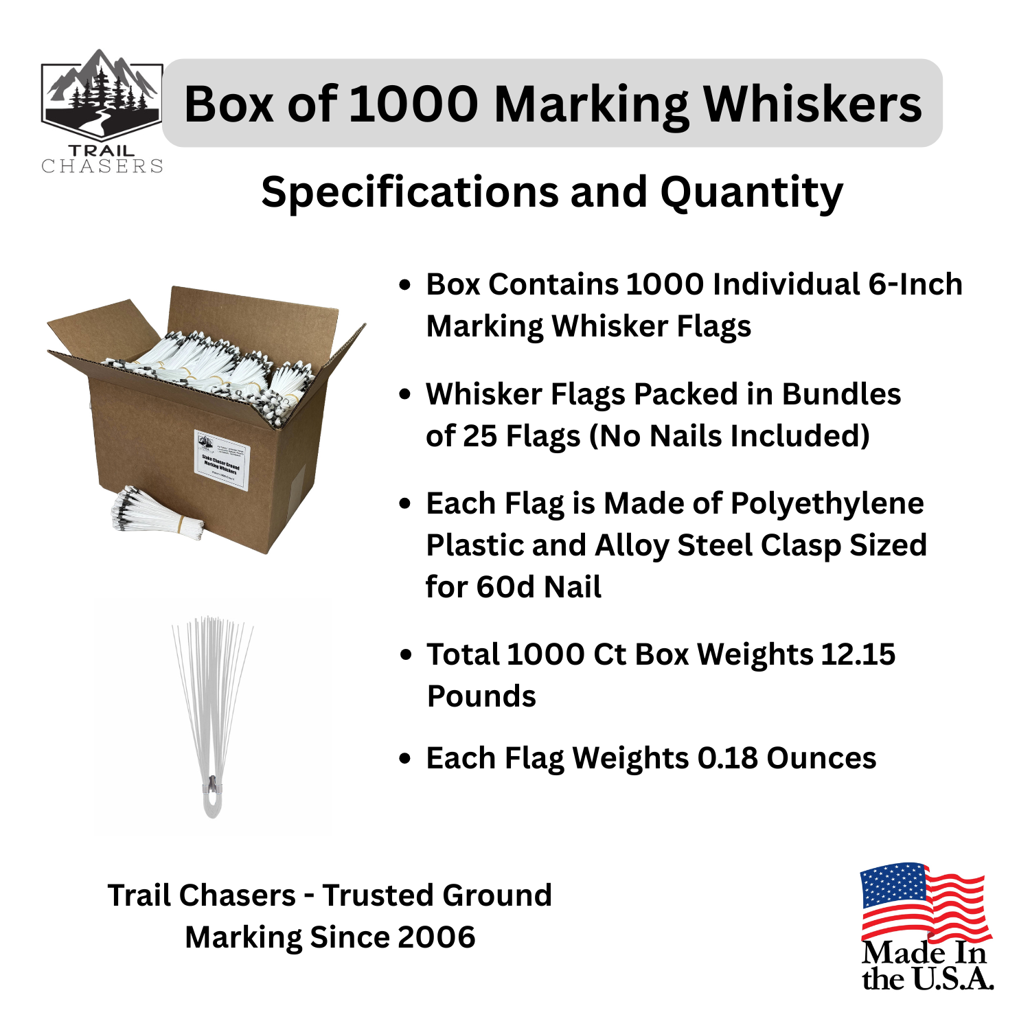 Trail Chasers White 1000 Count Marking Whiskers Specifications and Dimensions.png