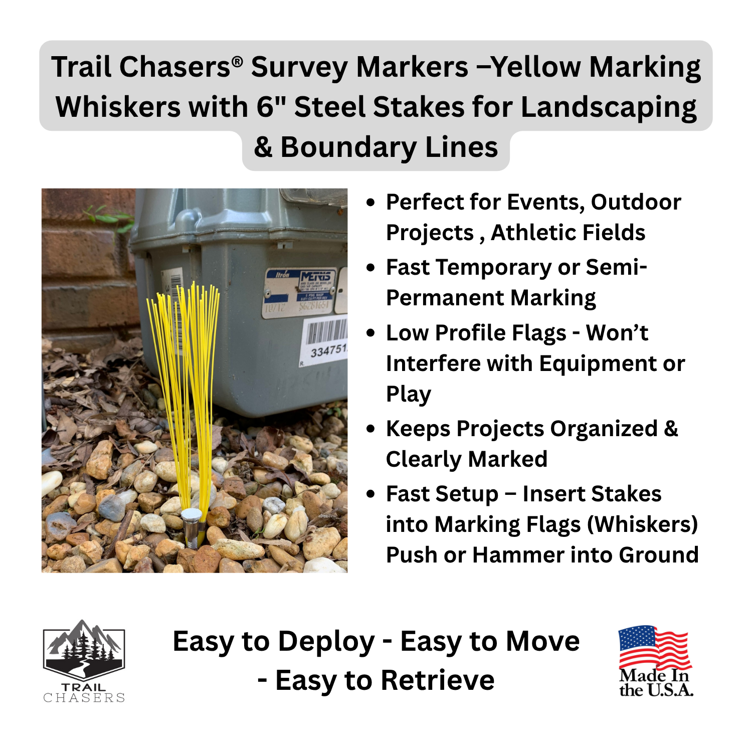 Trail Chasers Survey Markers - Yellow Marking Whiskers for Landscaping & Property Lines.png