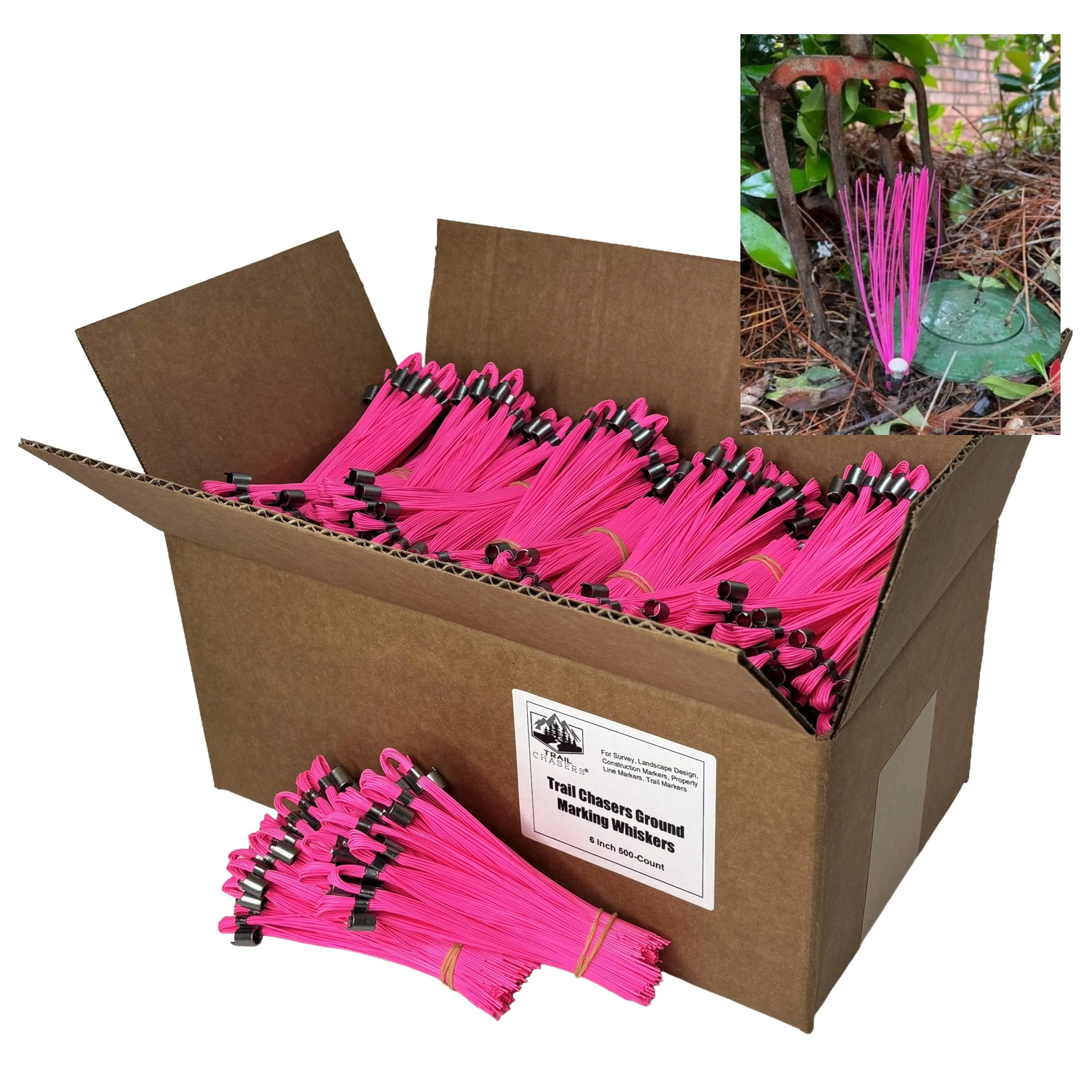 Stake Chaser 500-Count Pink Survey Marking Whiskers 6 Inch