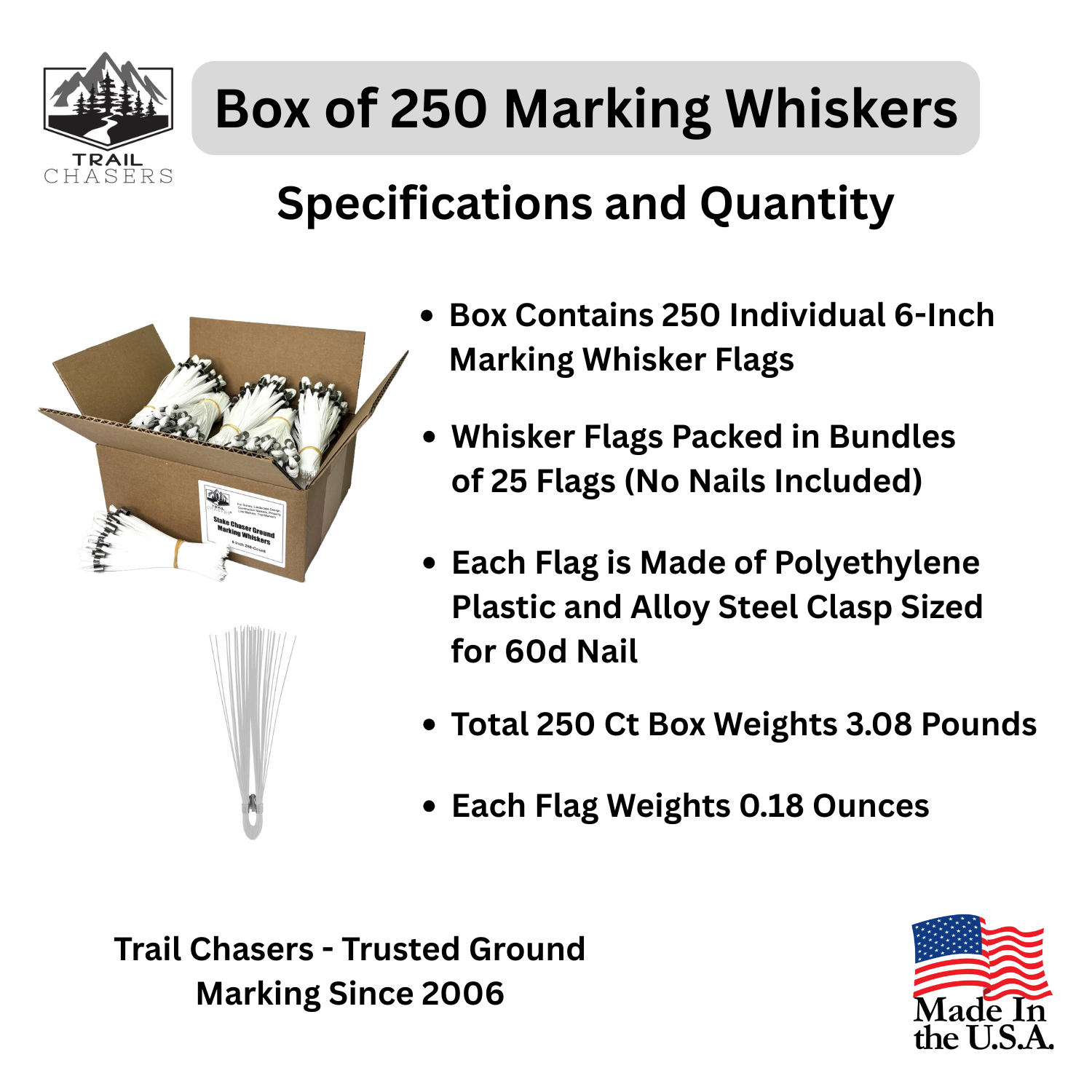 Trail Chasers White 250 Count Marking Whiskers Specifications and Dimensions.png