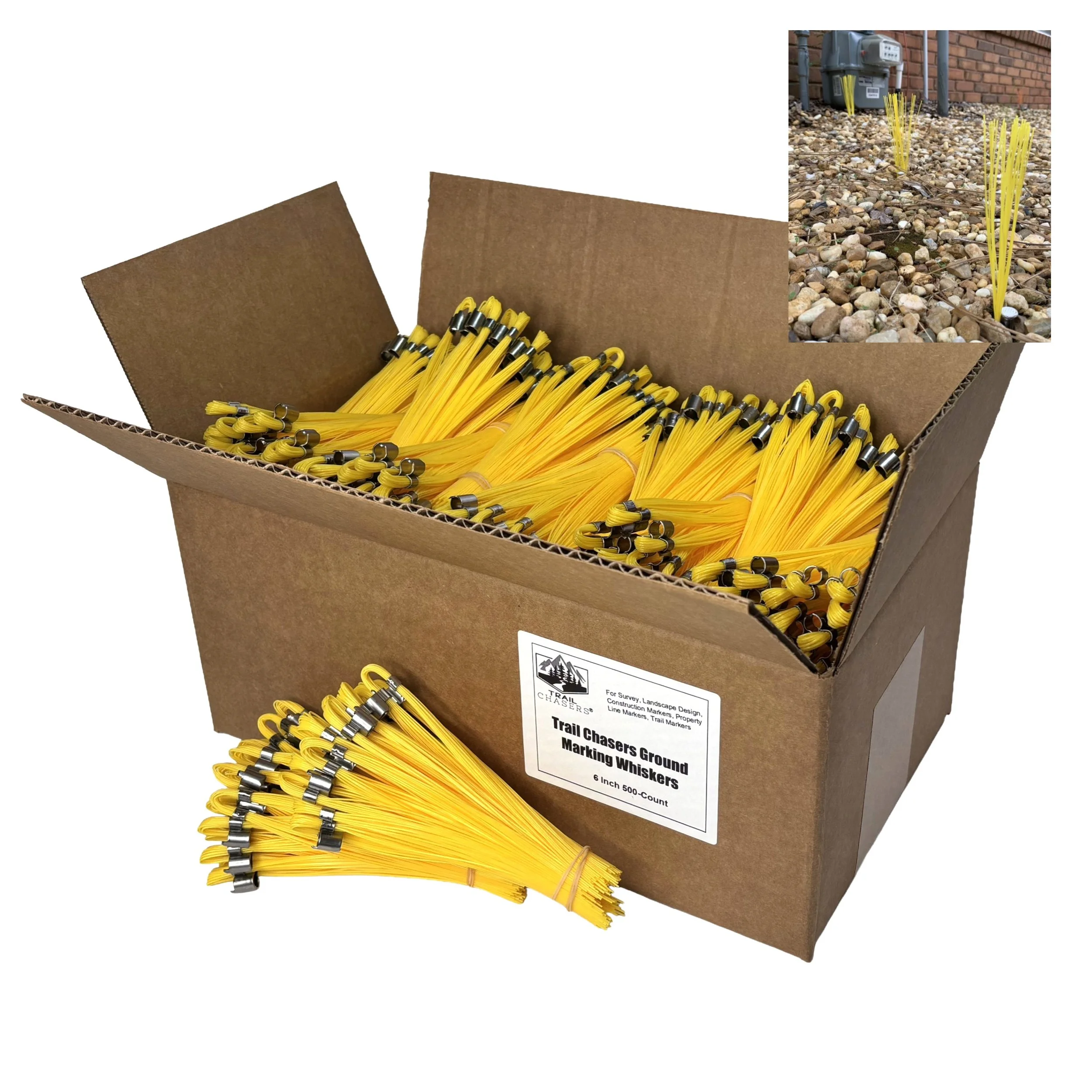 Stake Chaser 500-Count Yellow Survey Marking Whiskers 6 Inch