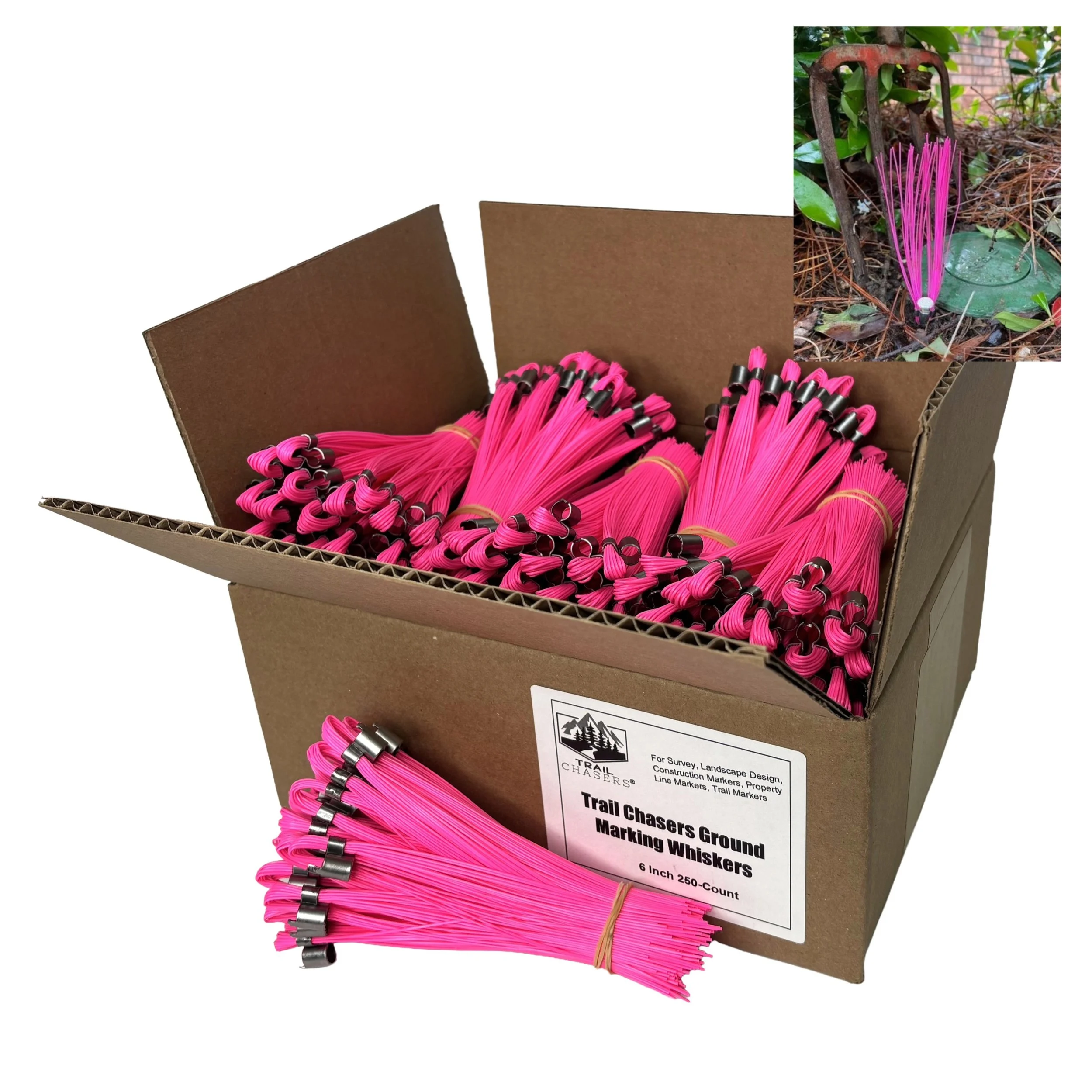 Stake Chaser 250-Count Pink Survey Marking Whiskers 6 Inch