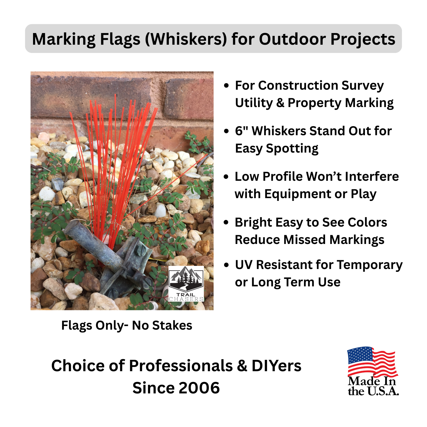 High Visibility Marking Flags (Whiskers) - Low Profile Easy Spotting Ground Markers.png