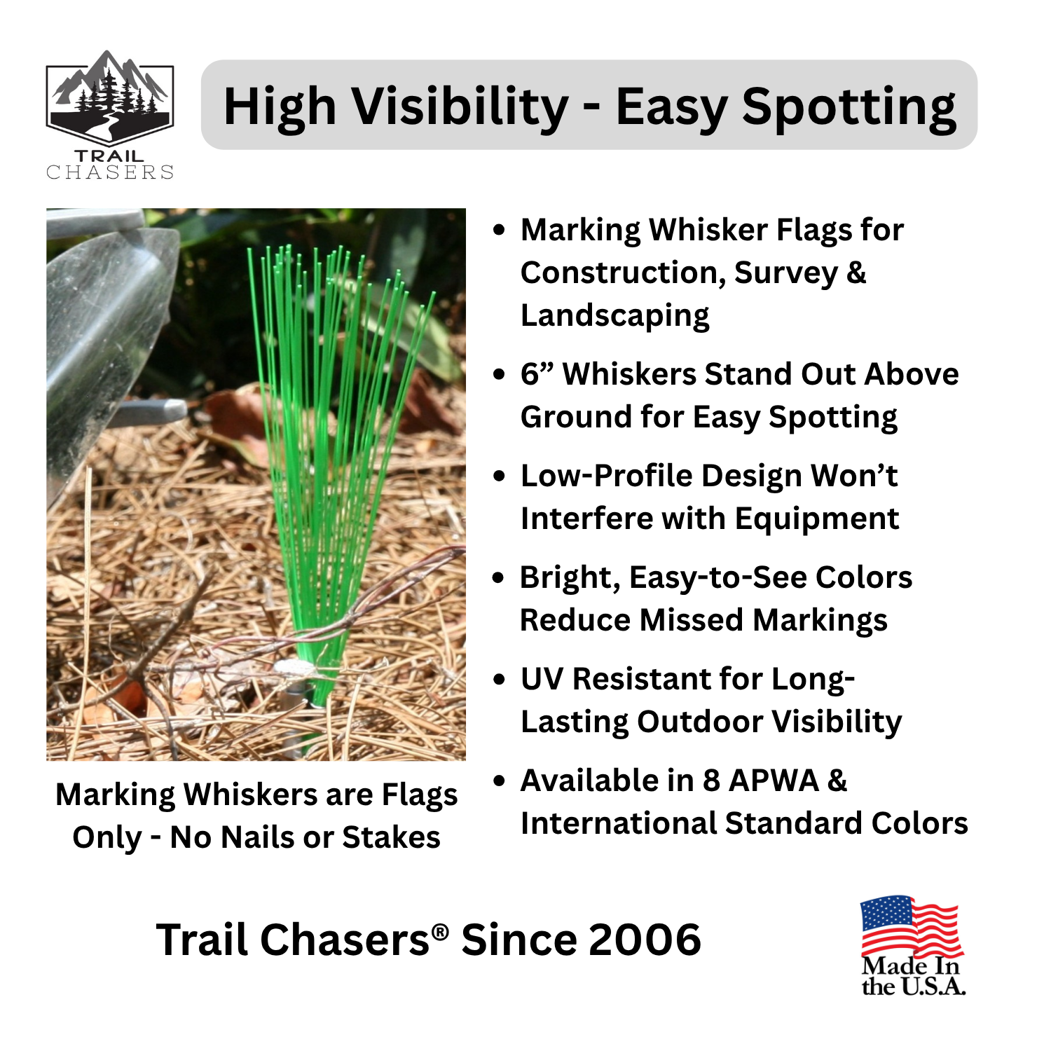 Trail Chasers Green Marking Flags High Visibility Survey Flags Ground Markers.png