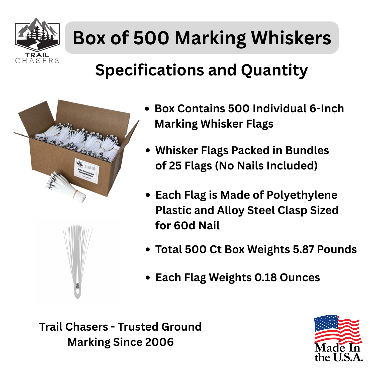 Trail Chasers White 500 Count Marking Whiskers Specifications and Dimensions.png