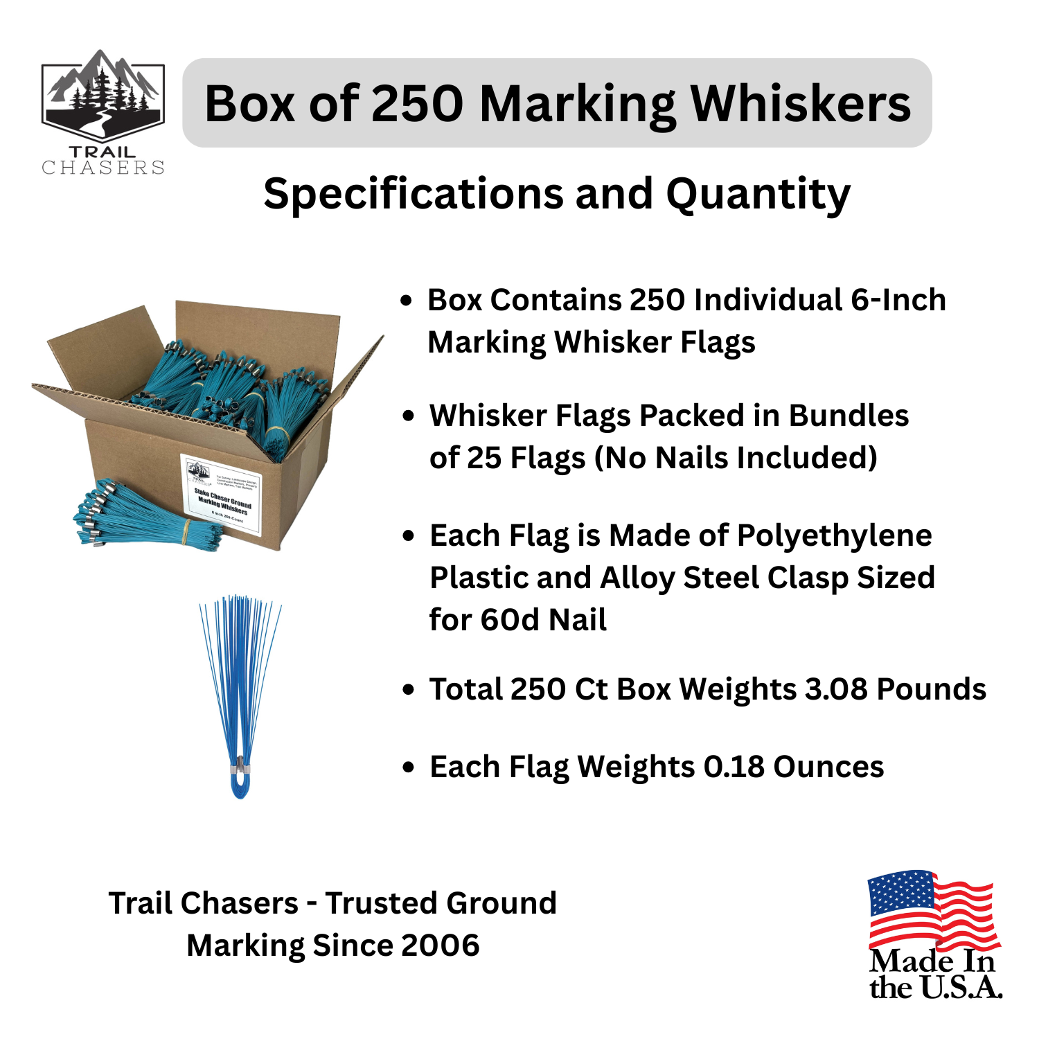 Trail Chasers Blue 250 Count Marking Whiskers Specifications and Dimensions.png