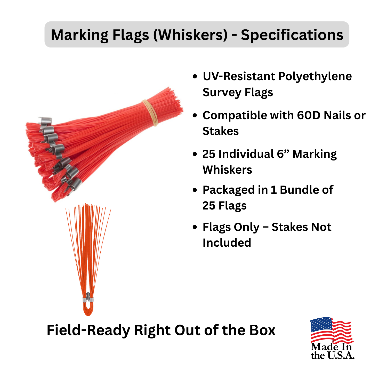 Stake Chaser Survey Marking Whiskers Orange 25-Count