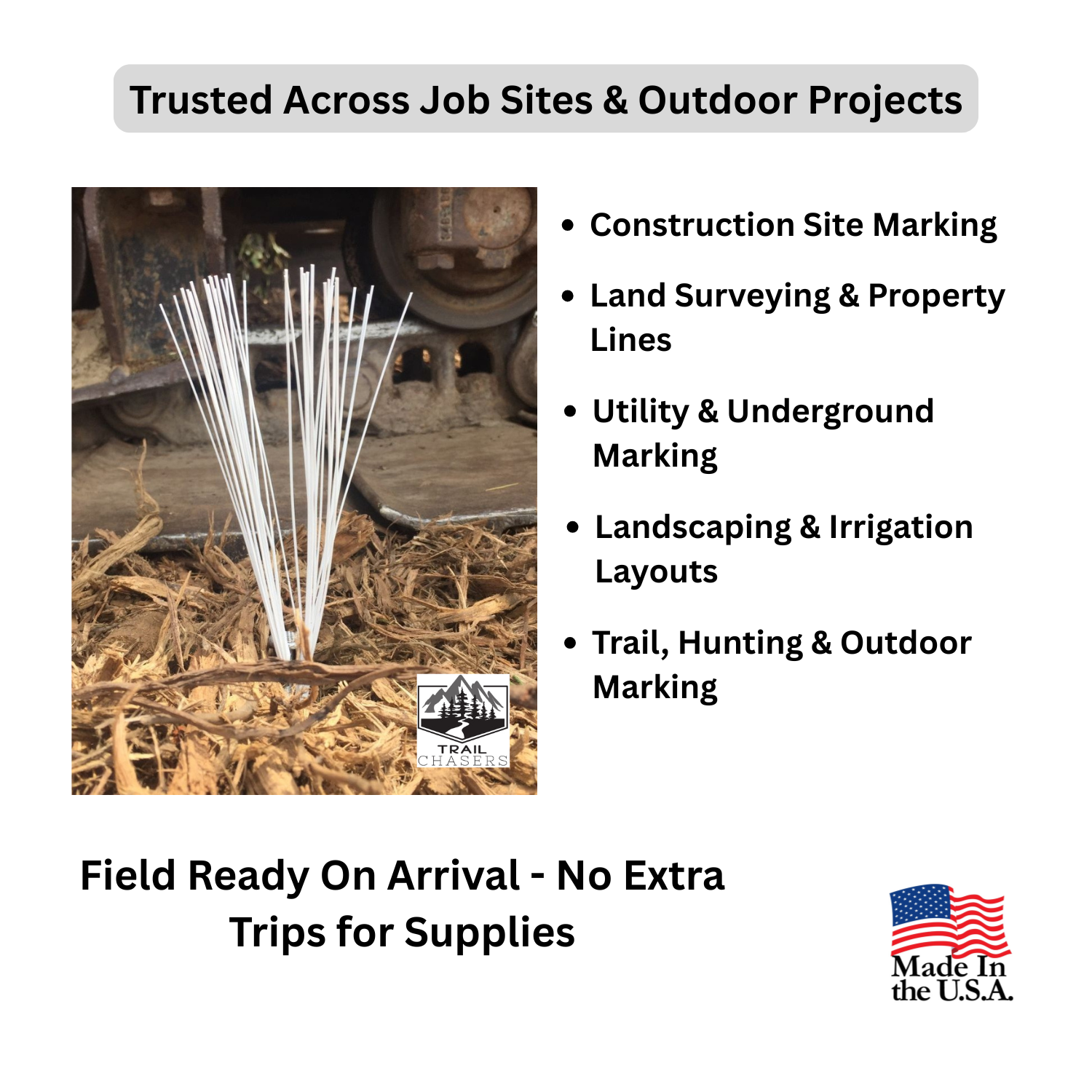 Survey construction landscaping utility marking with White whisker flags outdoor use.png