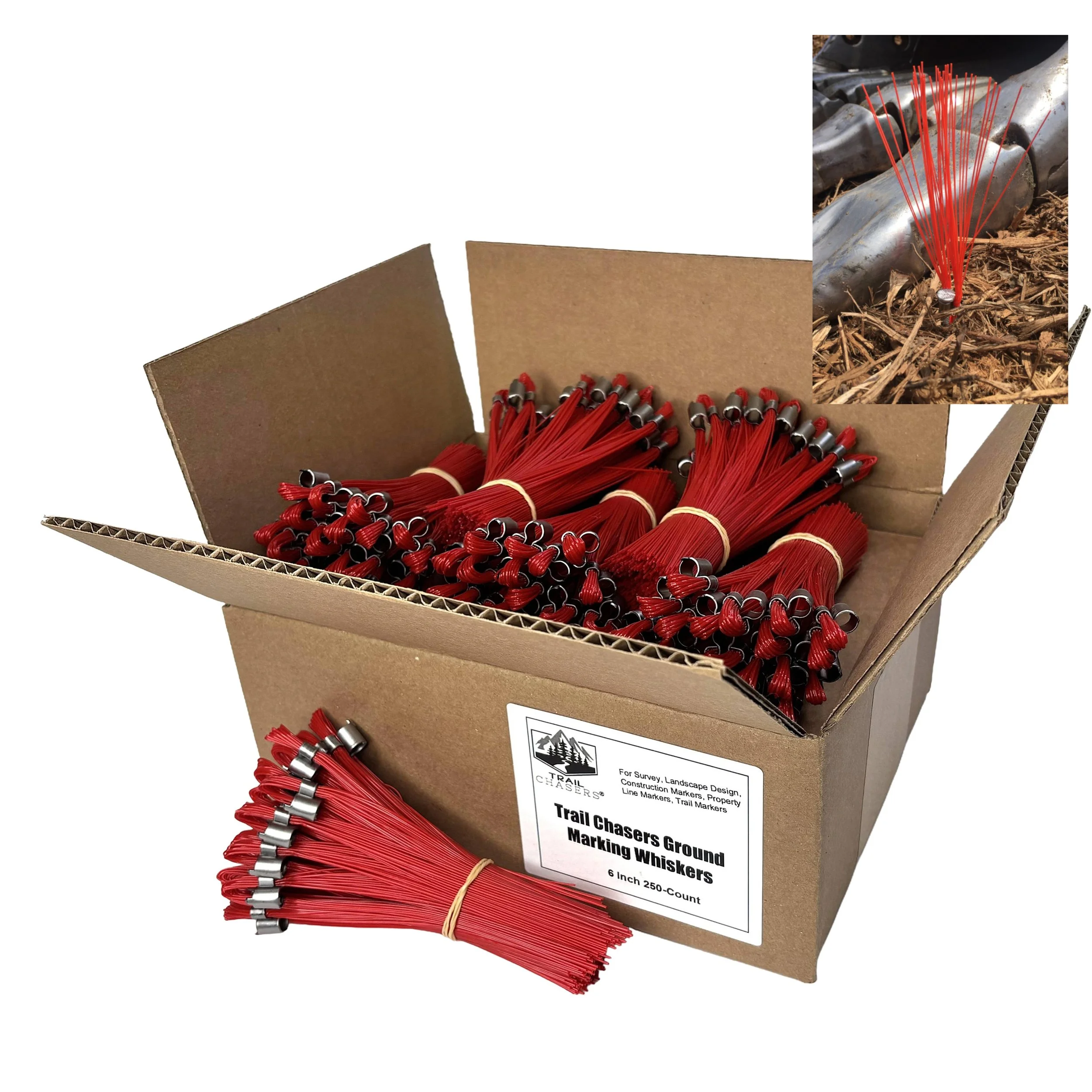 Stake Chaser 250-Count Red Survey Marking Whiskers 6 Inch