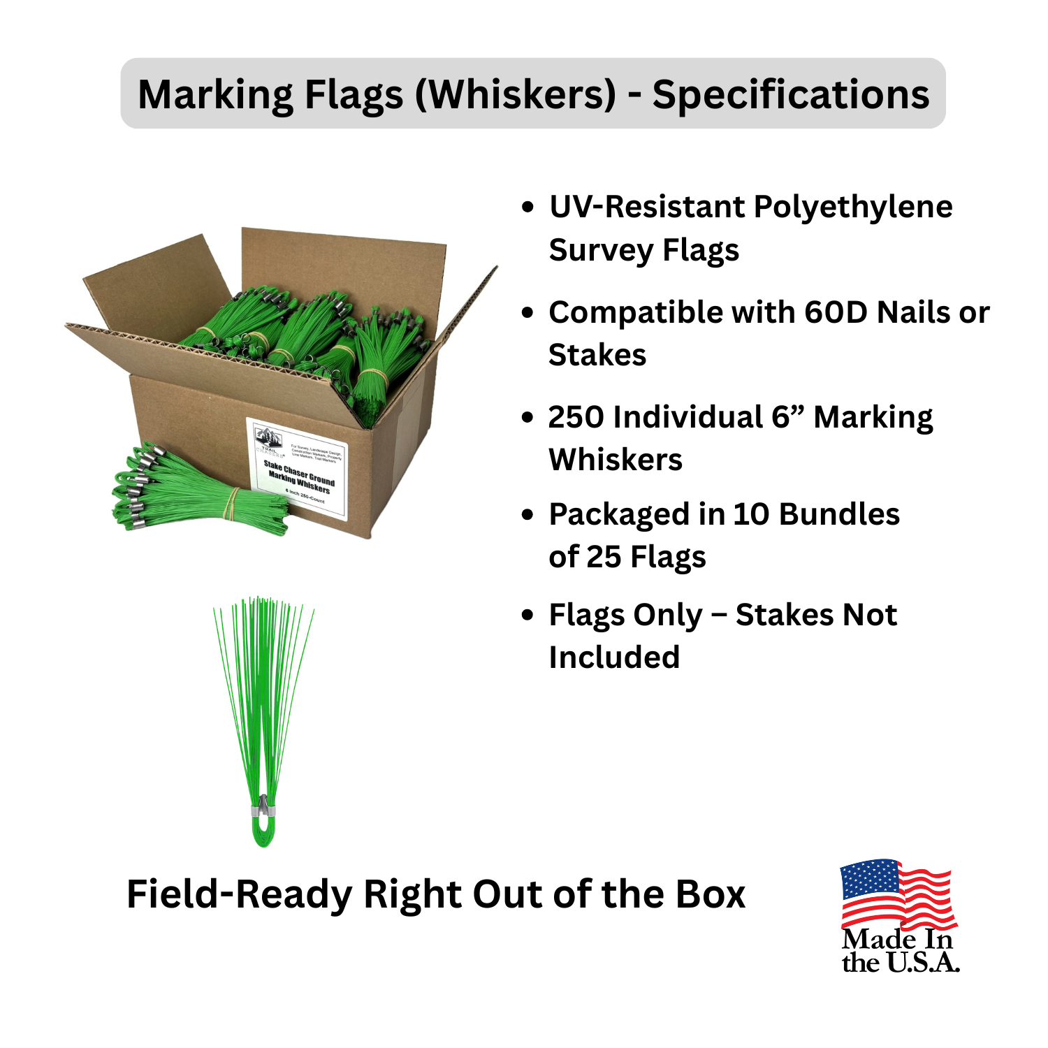 Marking Flags (Whiskers) Green 250 Count - Specifications.png