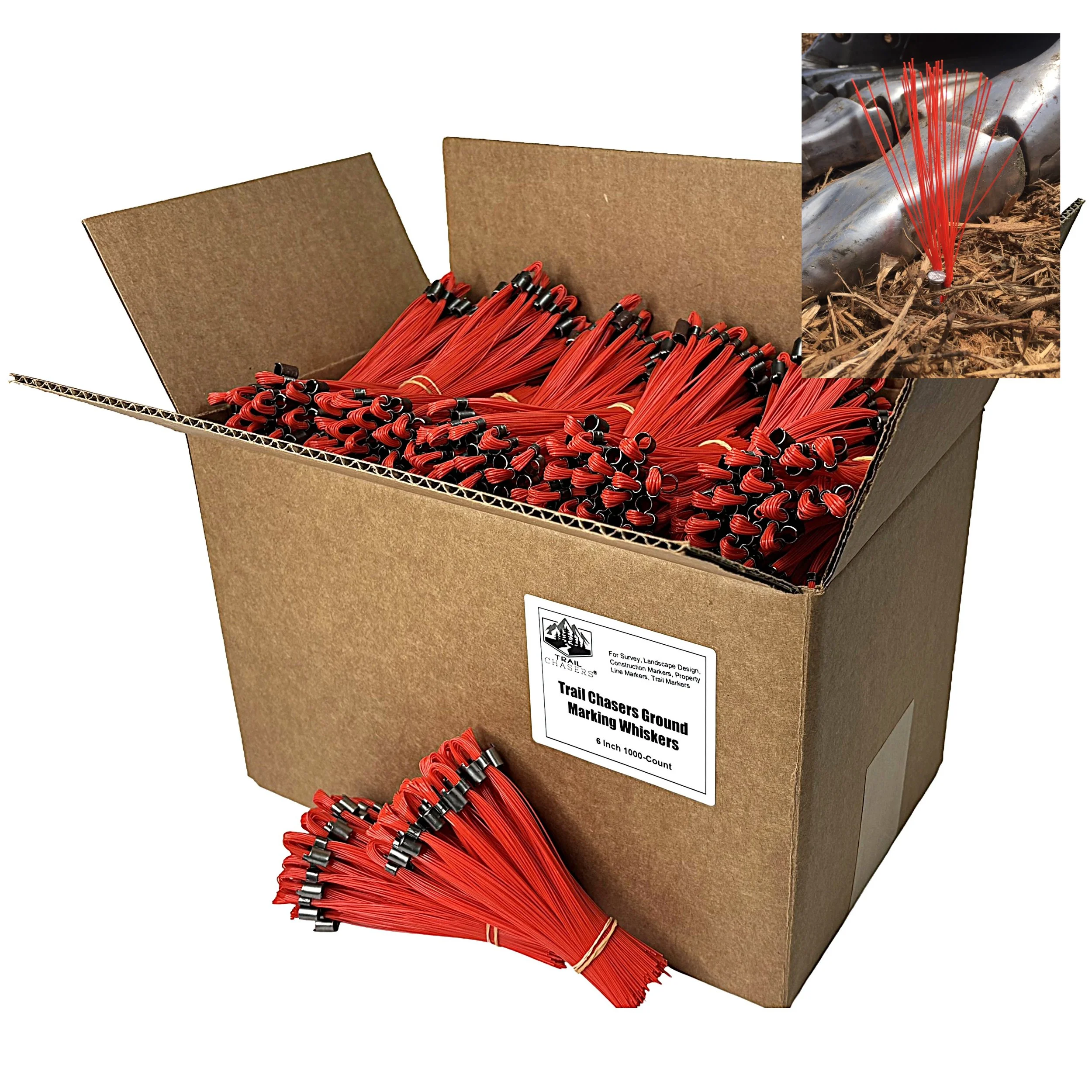 Stake Chaser 1000-Count Orange Survey Marking Whiskers 6 Inch