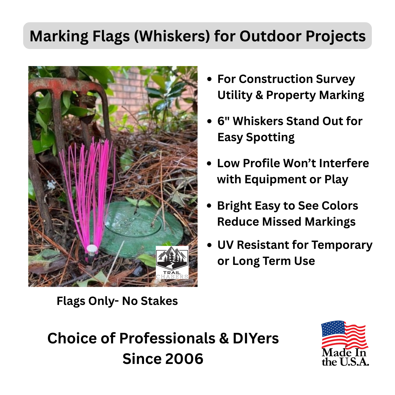 High Visibility Marking Flags (Whiskers) - Low Profile Easy Spotting Ground Markers.png