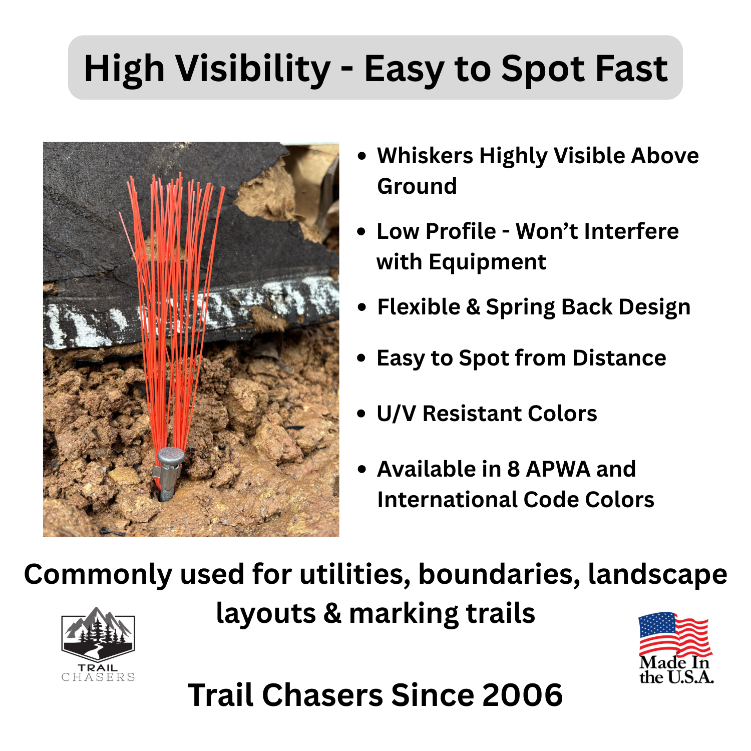 Trail Chasers Orange Marking Flags High Visibility Survey Flags Ground Markers.png