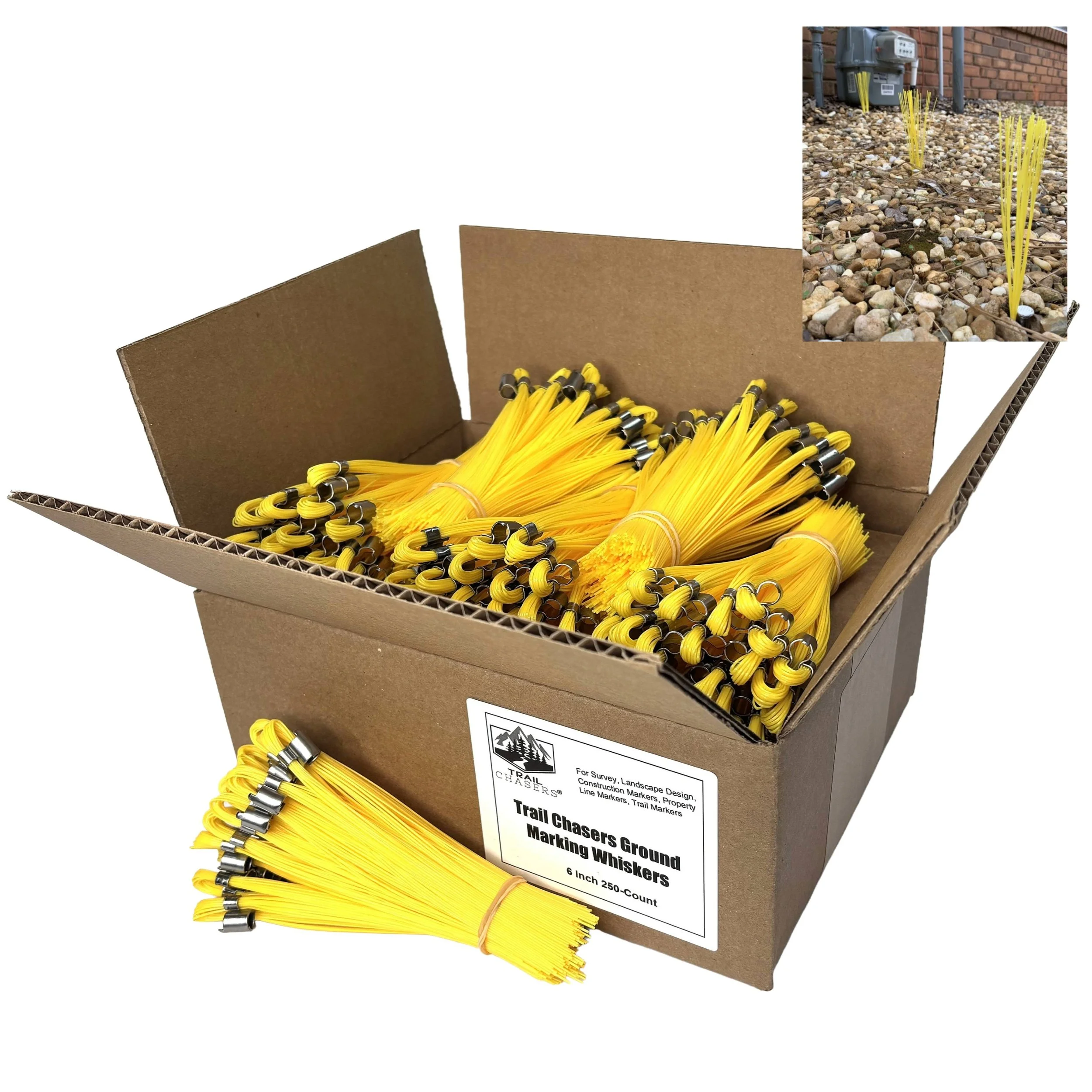 Stake Chaser 250-Count Yellow Survey Marking Whiskers 6 Inch