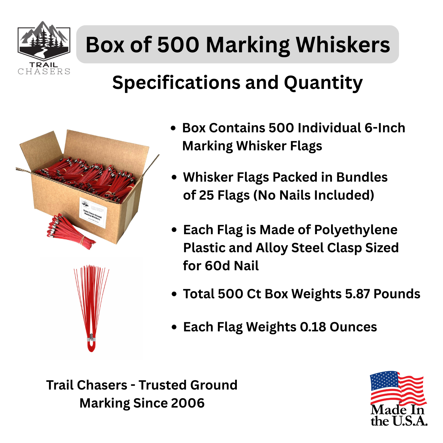 Trail Chasers Red 500 Count Marking Whiskers Specifications and Dimensions.png