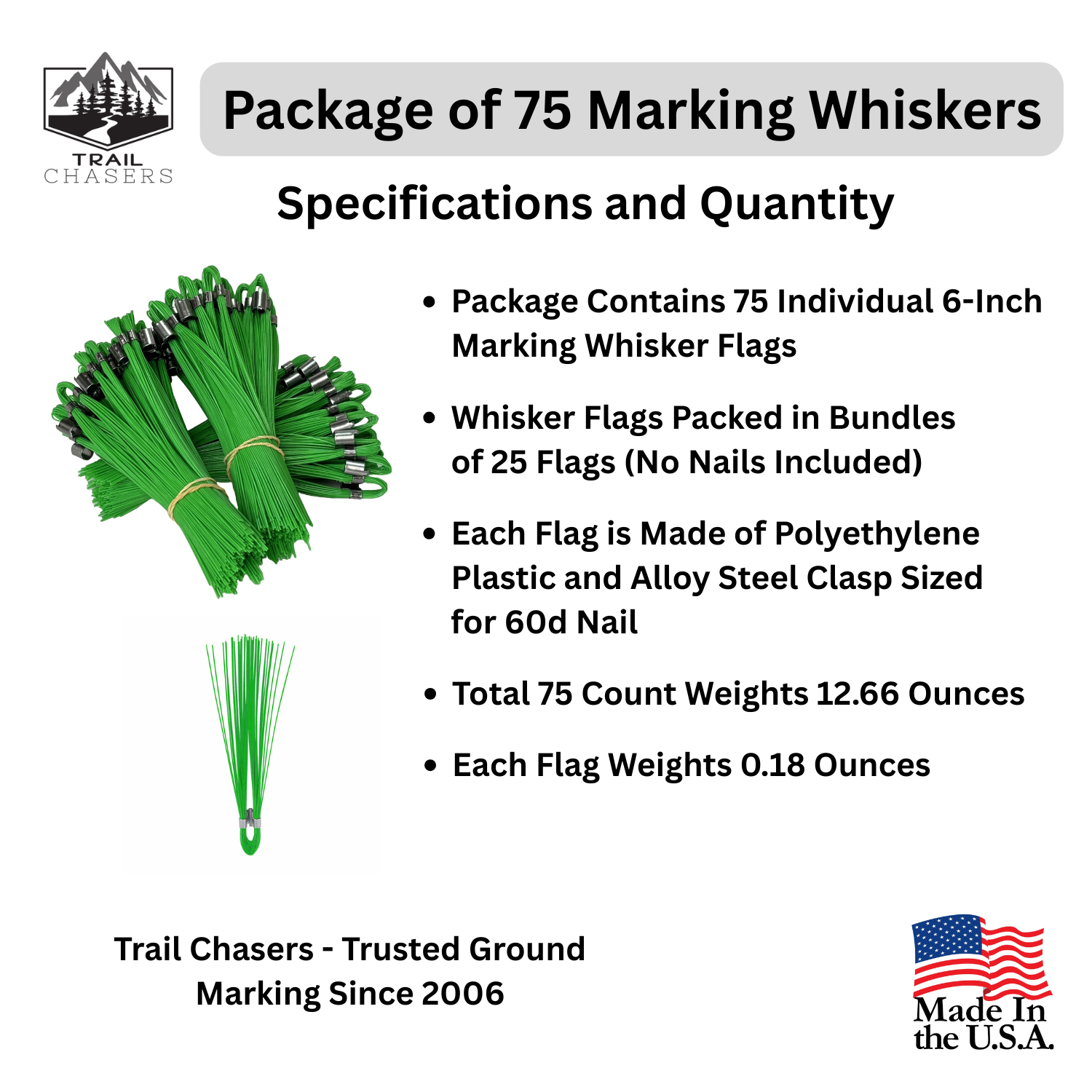 Trail Chasers Green 75 Count Marking Whiskers Specifications and Dimensions.png