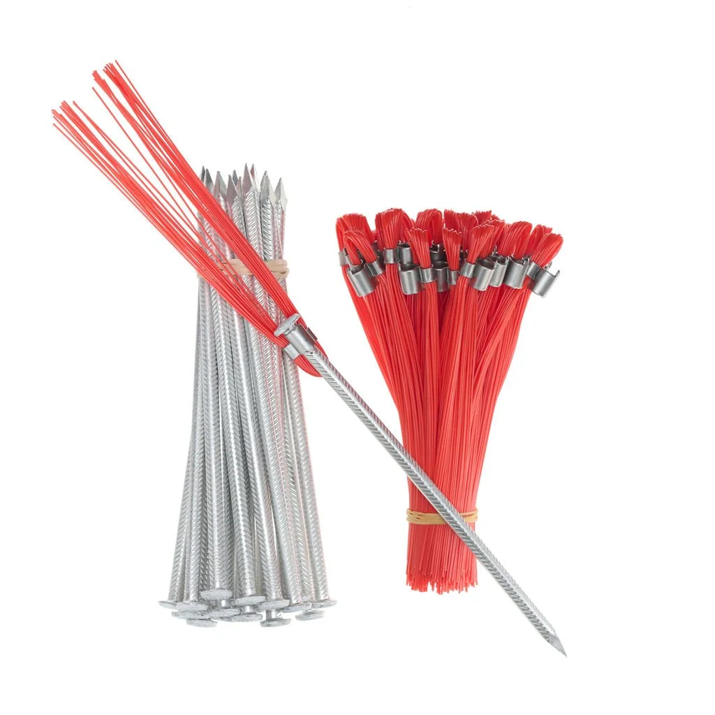 Whisker Flags -Orange with Lightweight Aluminum Stakes Survey Markers (25-Pack) Trail Chasers