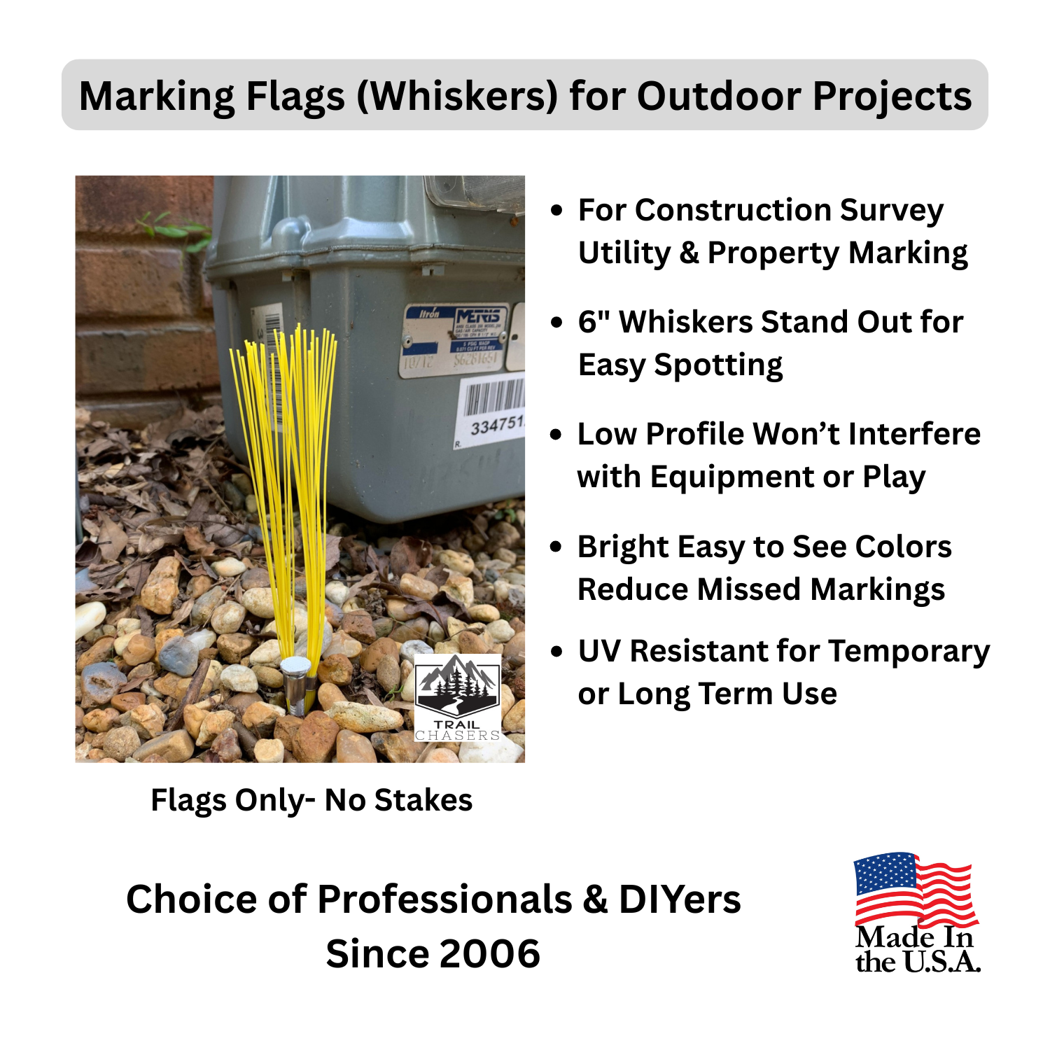 High Visibility Marking Flags (Whiskers) - Low Profile Easy Spotting Ground Markers.png