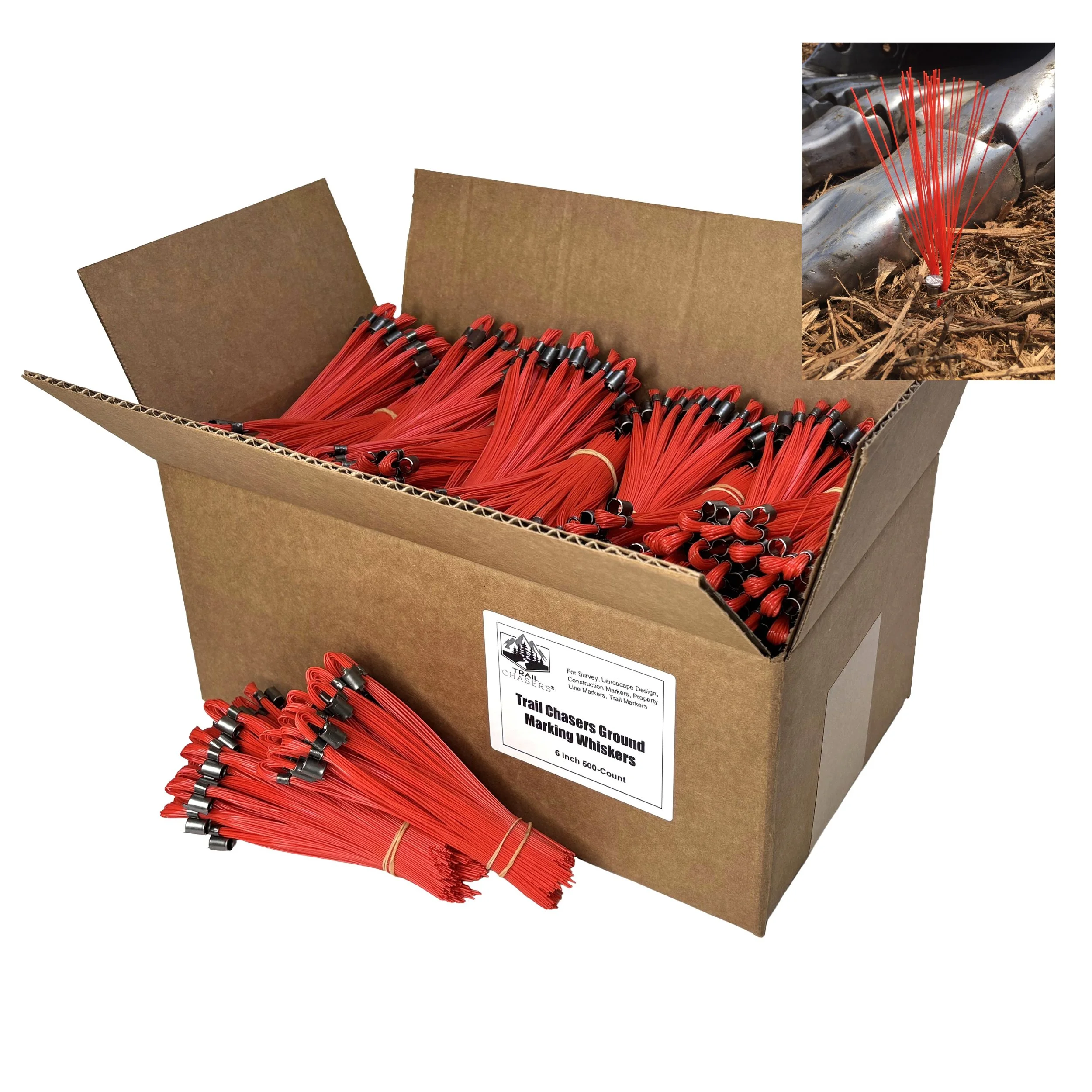Stake Chaser 500-Count Red Survey Marking Whiskers 6 Inch