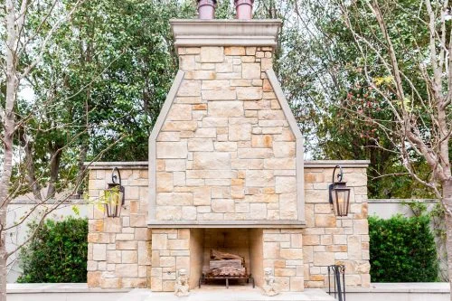 Outdoor fireplace designed by Lanson B. Jones & Co.