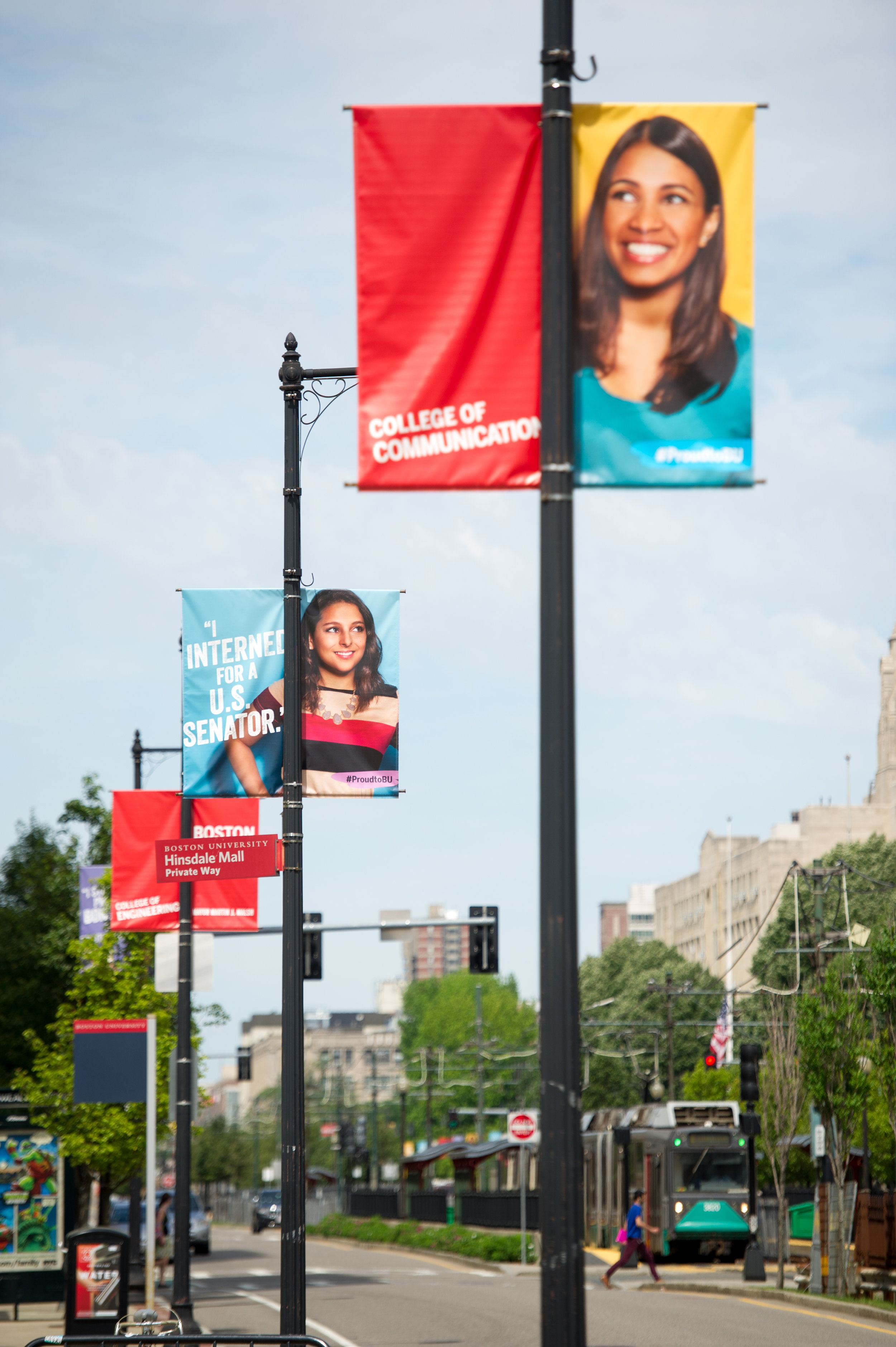  Banners along Commonwealth Avenue showcasing Boston University students and their accomplishments, also providing wayfinding and a way visually define the BU campus within its urban setting. Creative direction of student photoshoots and final design