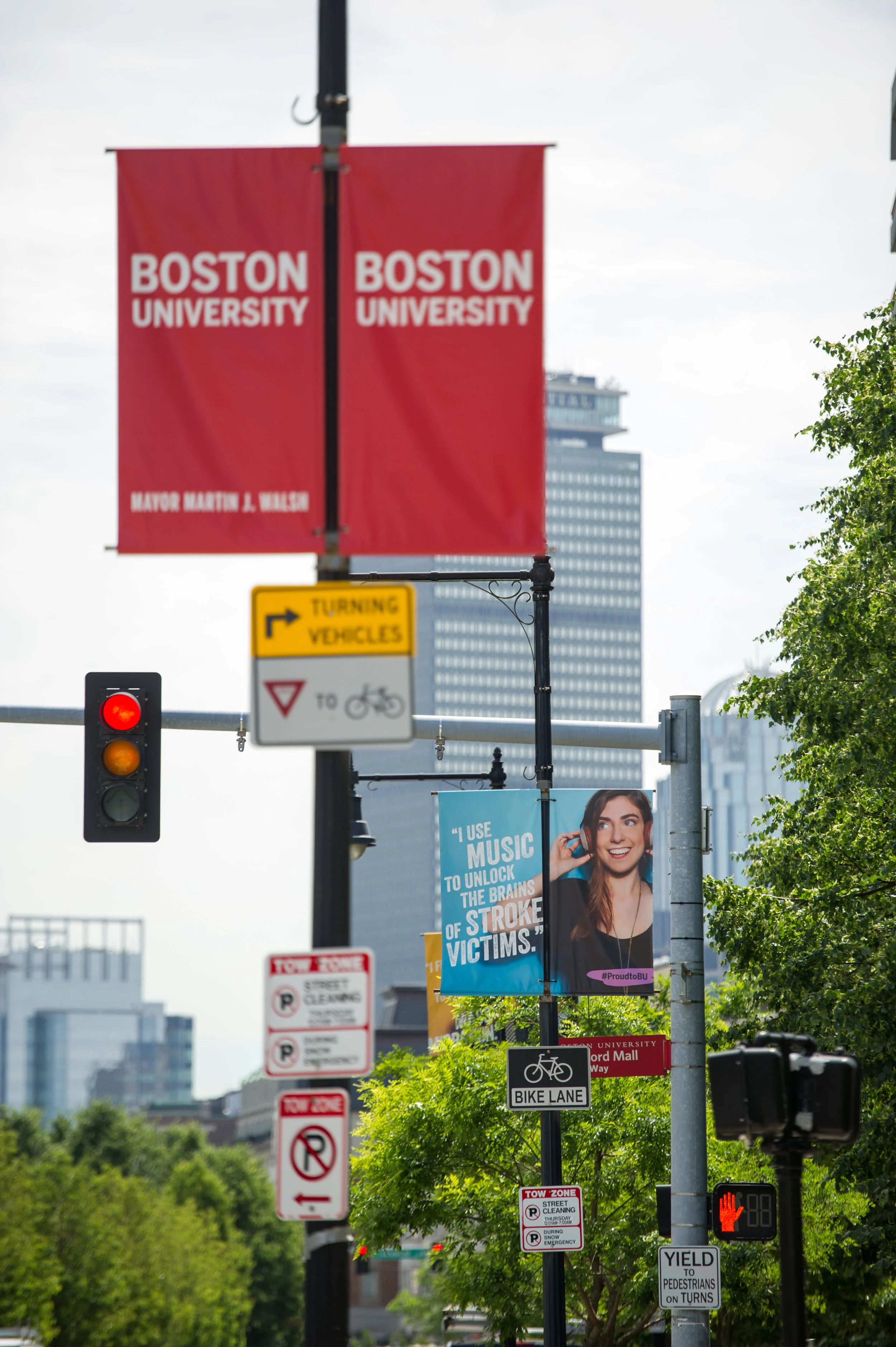 Banners along Commonwealth Avenue showcasing Boston University students and their accomplishments, also providing wayfinding and a way visually define the BU campus within its urban setting. Creative direction of student photoshoots and final design execution.