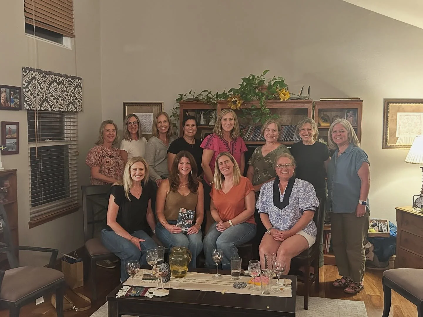 I had a lovely evening chatting about #thenightofmanyendings with this long established book club of interesting and wonderfully kind women. Thank you to @kellypeecher for inviting me! I&rsquo;m so glad we connected through our college daughters.