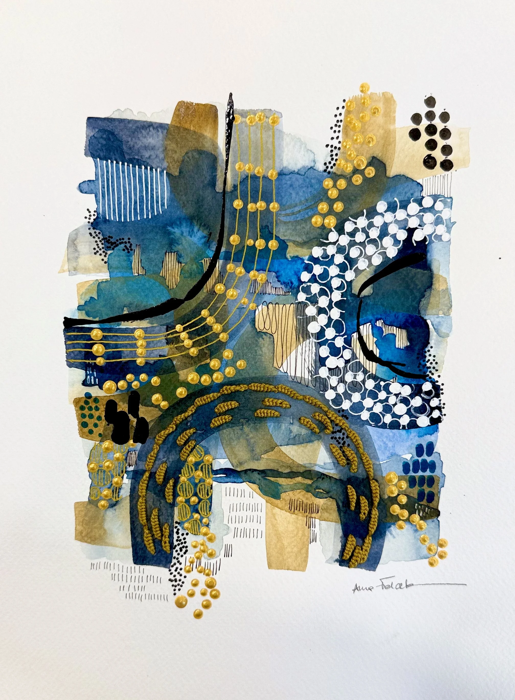 Pause in Blue - 12"x9" - Original | Unframed