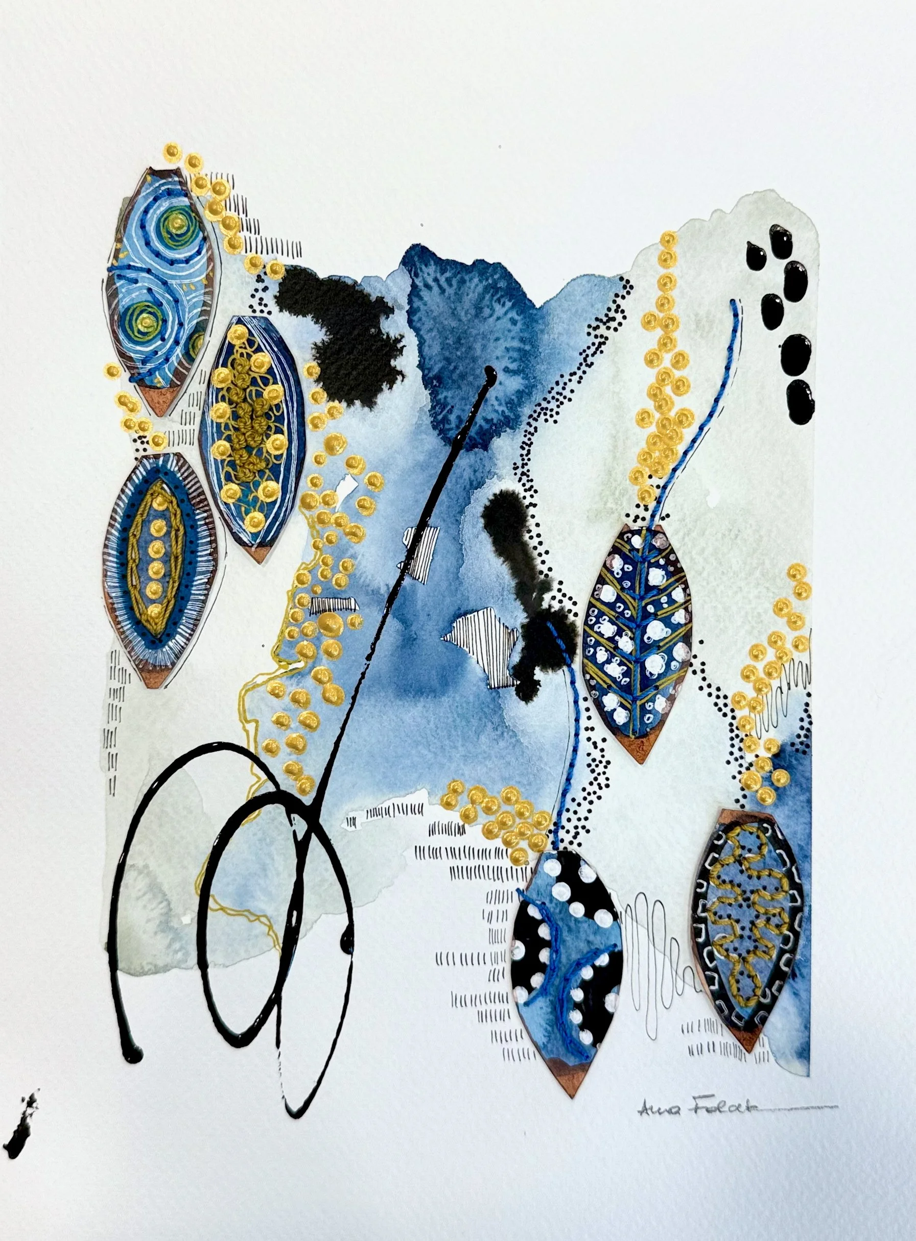 Blue Thoughts - 12"x9" - Original | Unframed