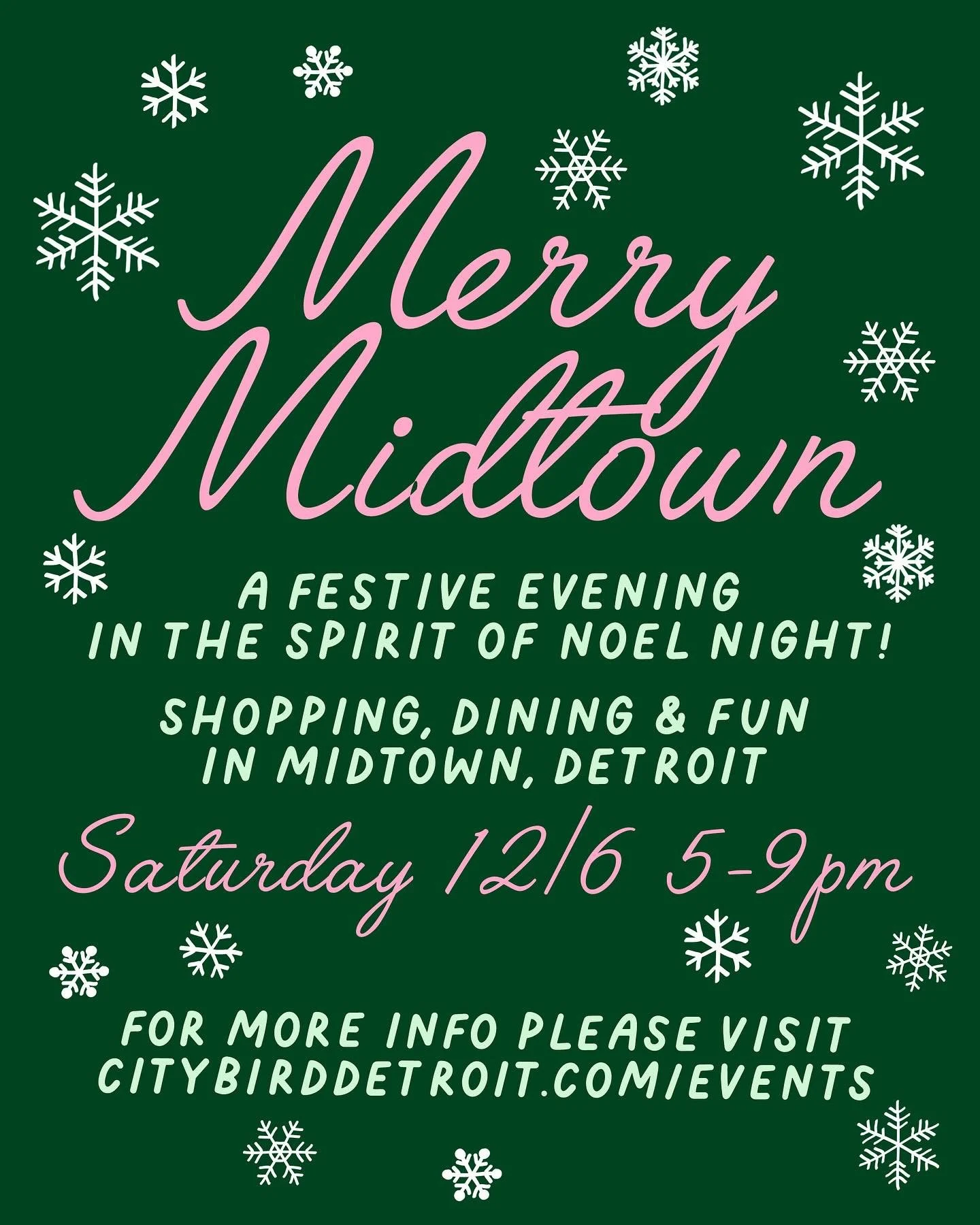 Hey Detroit, mark your calendars! 🎄

With Noel Night taking a hiatus this year, join more than 20 of your favorite Midtown, Detroit businesses for a festive evening of shopping, dining, and fun in the spirit of the beloved annual holiday tradition. 