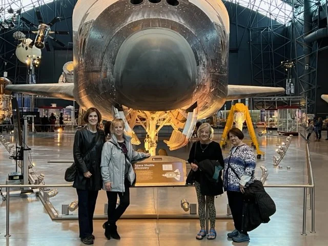 Judy, Kathleen, Sally and Jane with the Space Shuttle