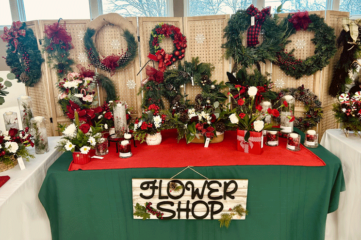Greenery and arrangements all ready to give or keep, in our flower shop.
