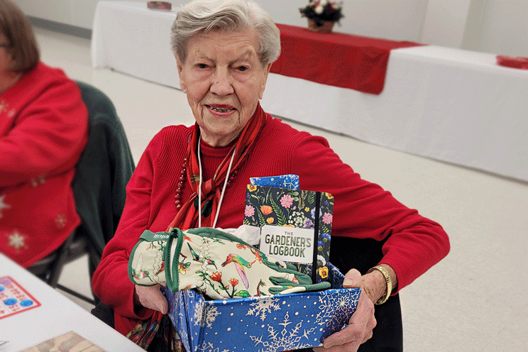 Joyce picks up a Gardener's Delight