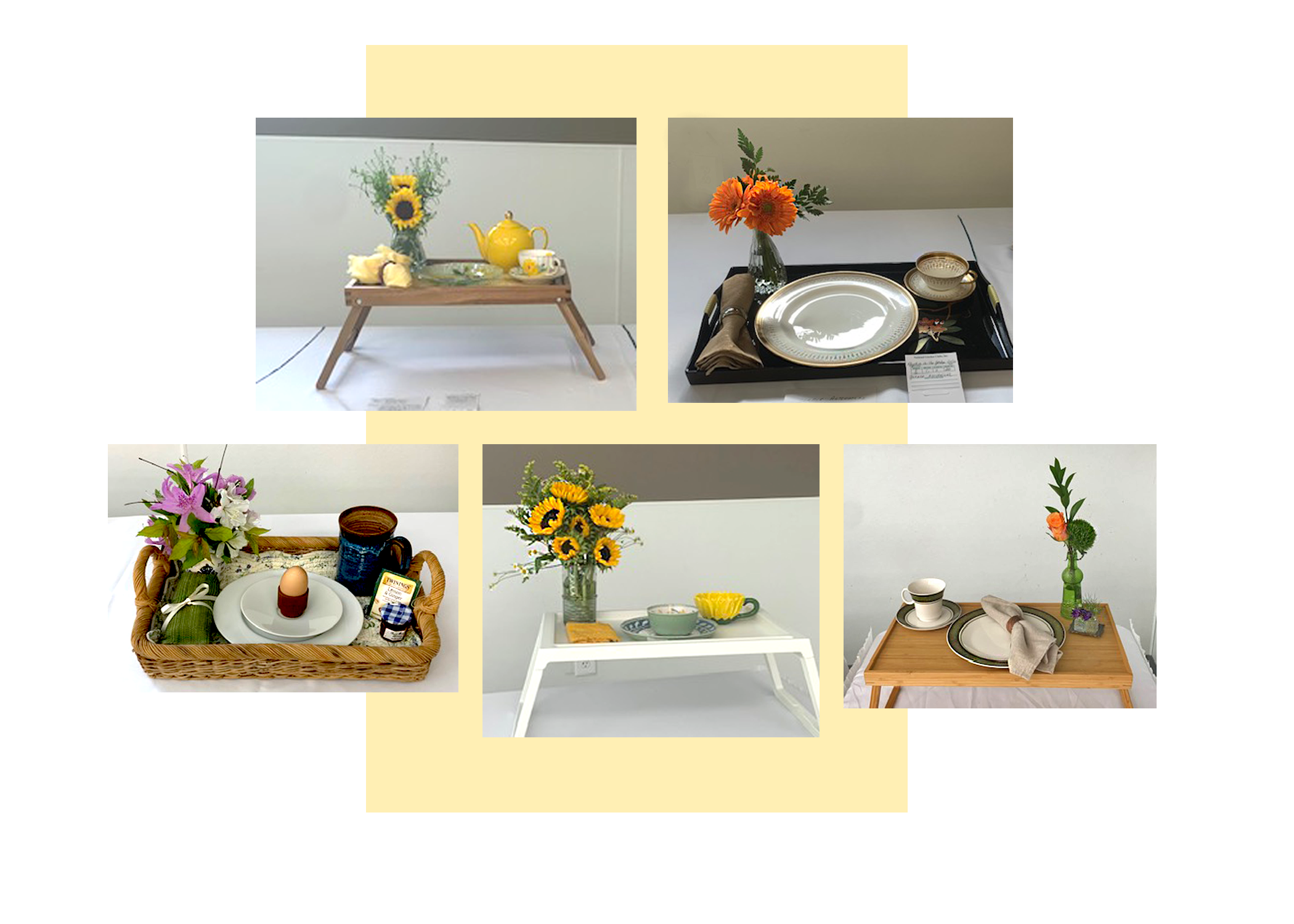 Beautiful breakfast trays for waking up slowly. 