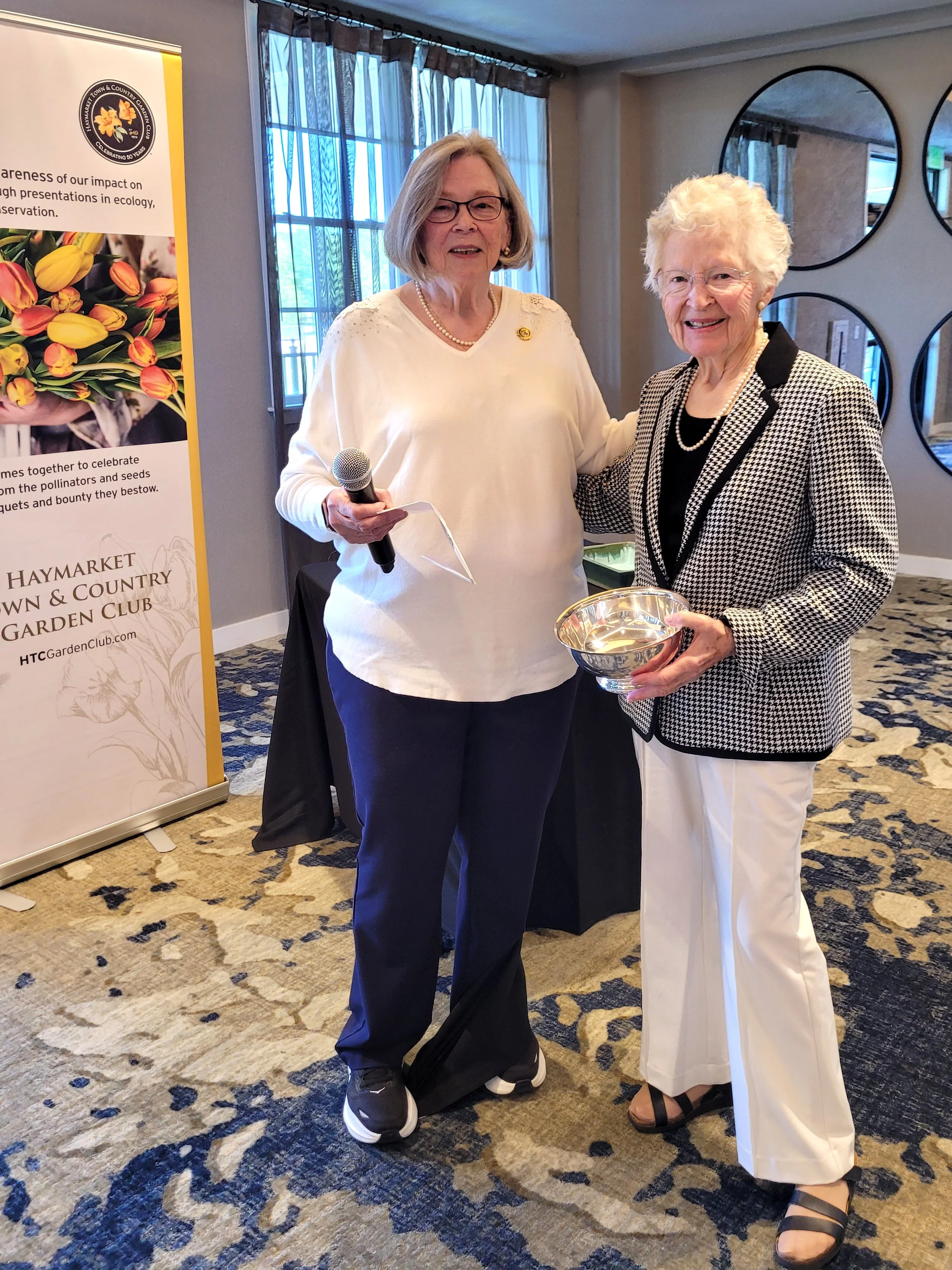 Jane with our new Cooresponding Secretary, Mary Ellen and a Flower Show 1st Place award Winner