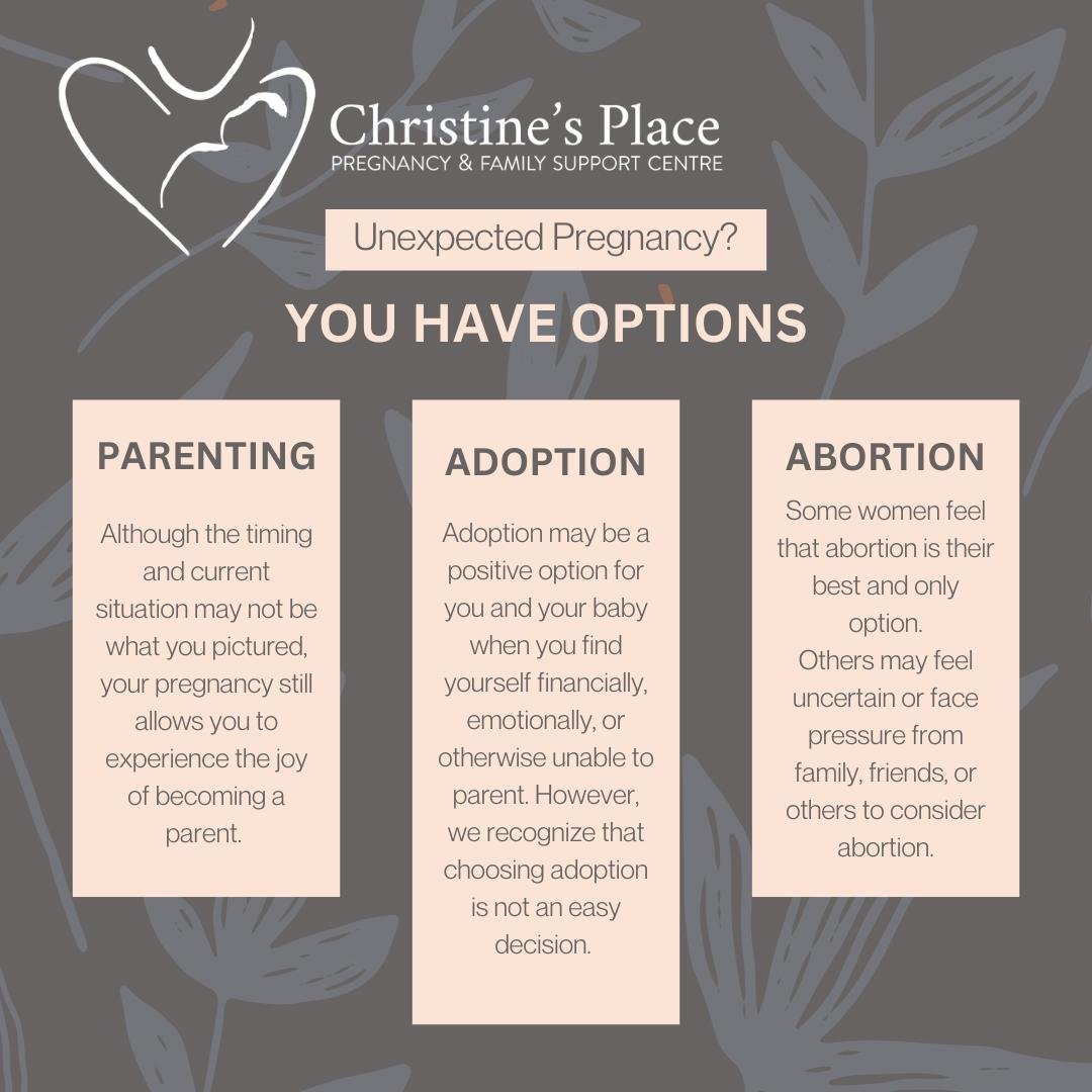 If you&rsquo;re deciding between abortion, adoption, or parenting, it&rsquo;s essential to have a supportive space to discuss and understand all your options. Christine's Place is here for you. We're ready to listen and offer support without judgment