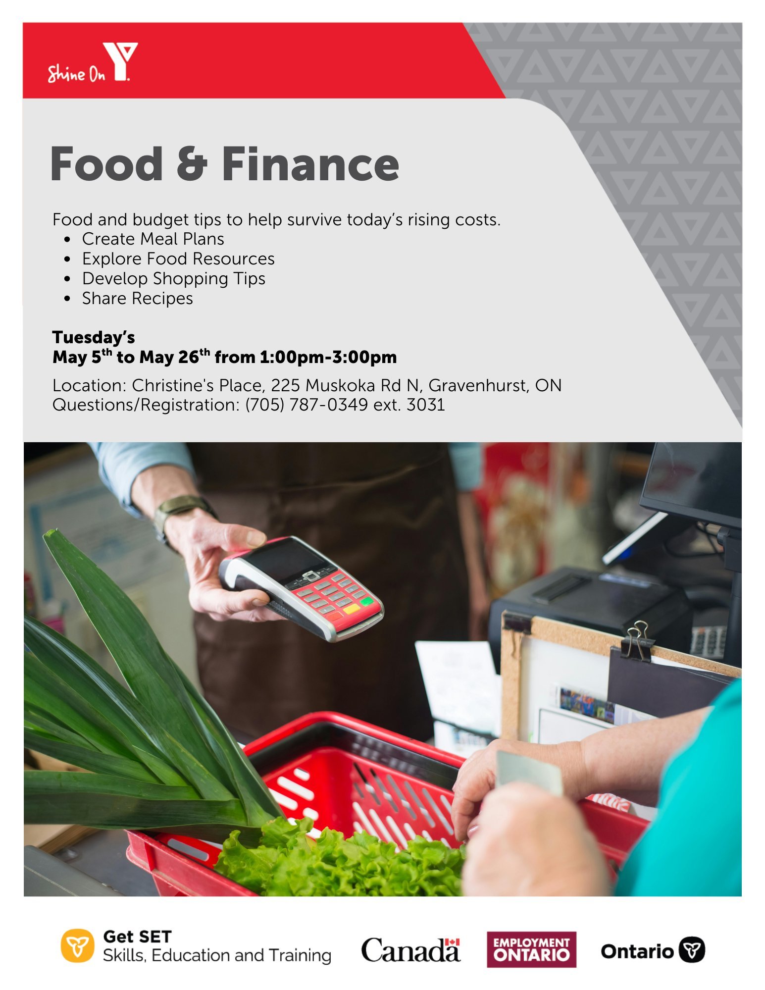 Our Christine's Place Gravenhurst location is hosting Food &amp; Finance with @ymcasm

Struggling with rising grocery costs? You&rsquo;re not alone&mdash;and we&rsquo;re here to help. 

Join us for our Food &amp; Finance sessions, where we&rsquo;ll w
