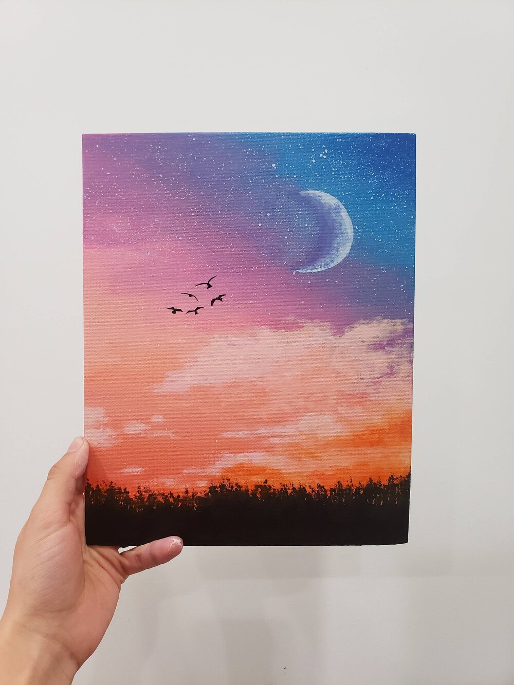 Sunset Moon Acrylic Painting — NATALY PAINTS