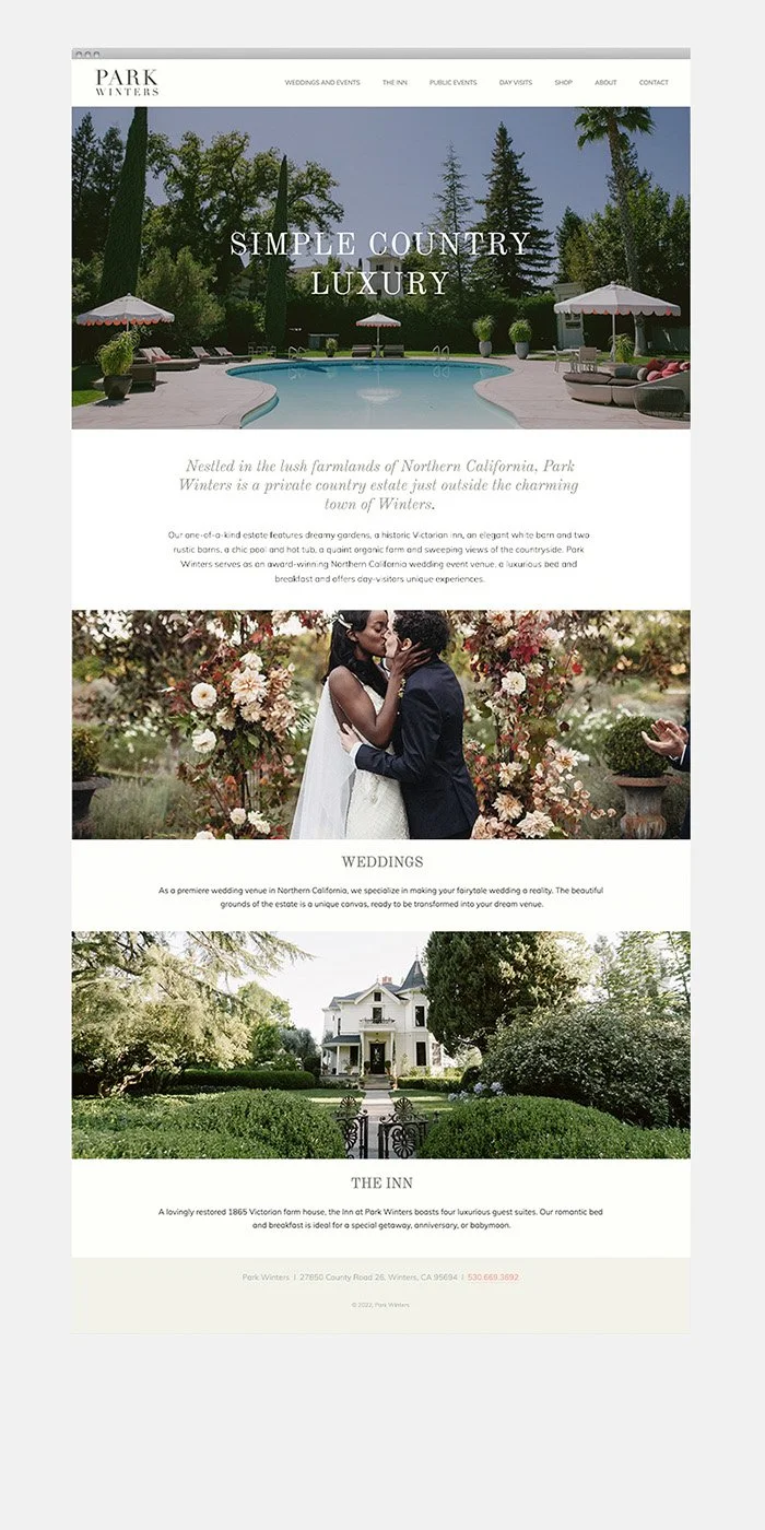Park Winters website homepage