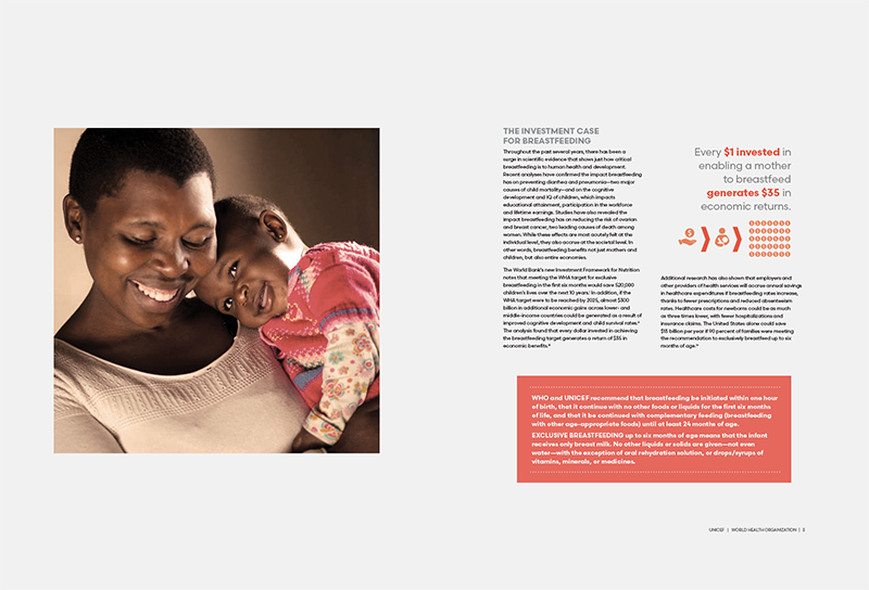 UNICEF layout with mother and child