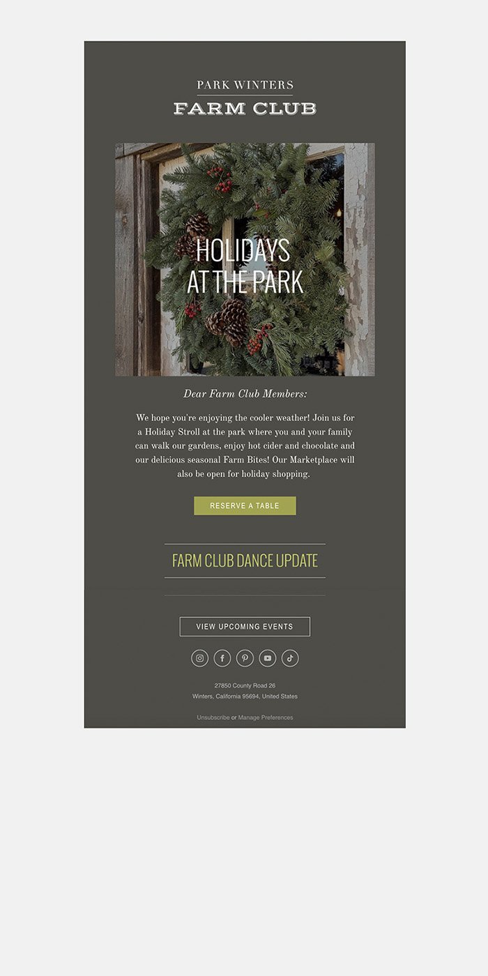 Park Winters Farm Club announcement