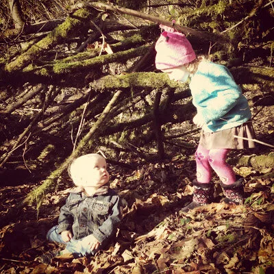 The forest is a cozy place for Christmas creatures.