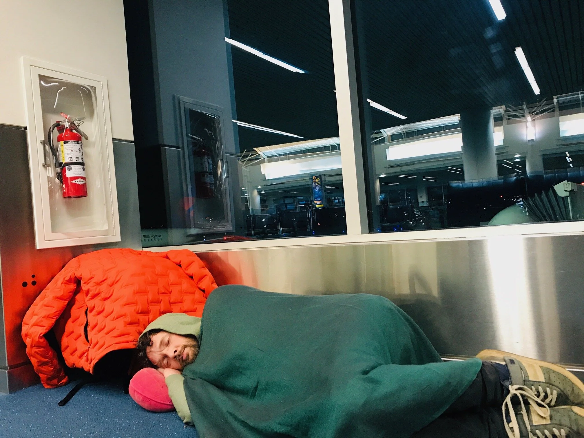 Sleeping in airports.