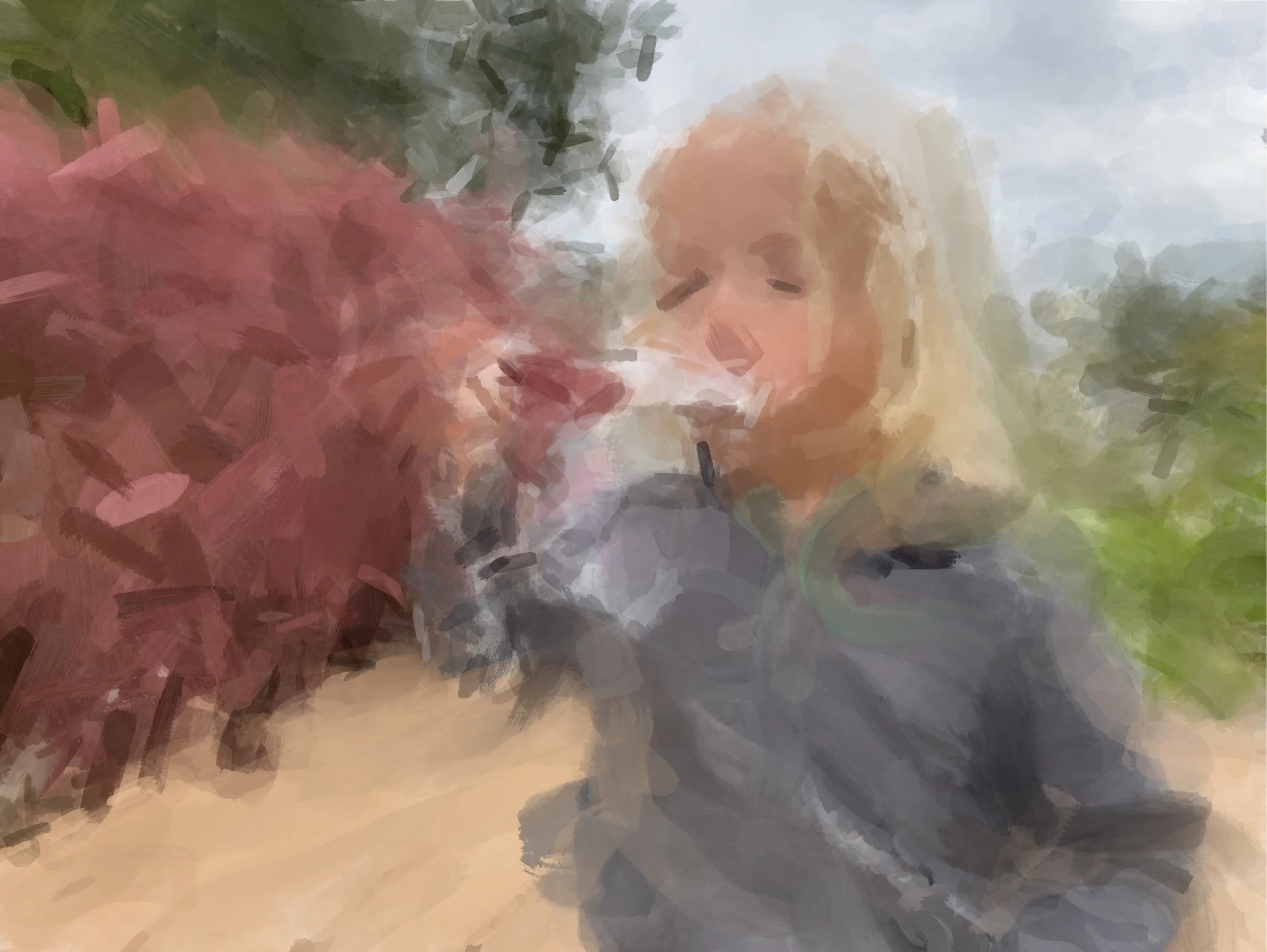 Blowing bubbles on front porch with a five-year old 