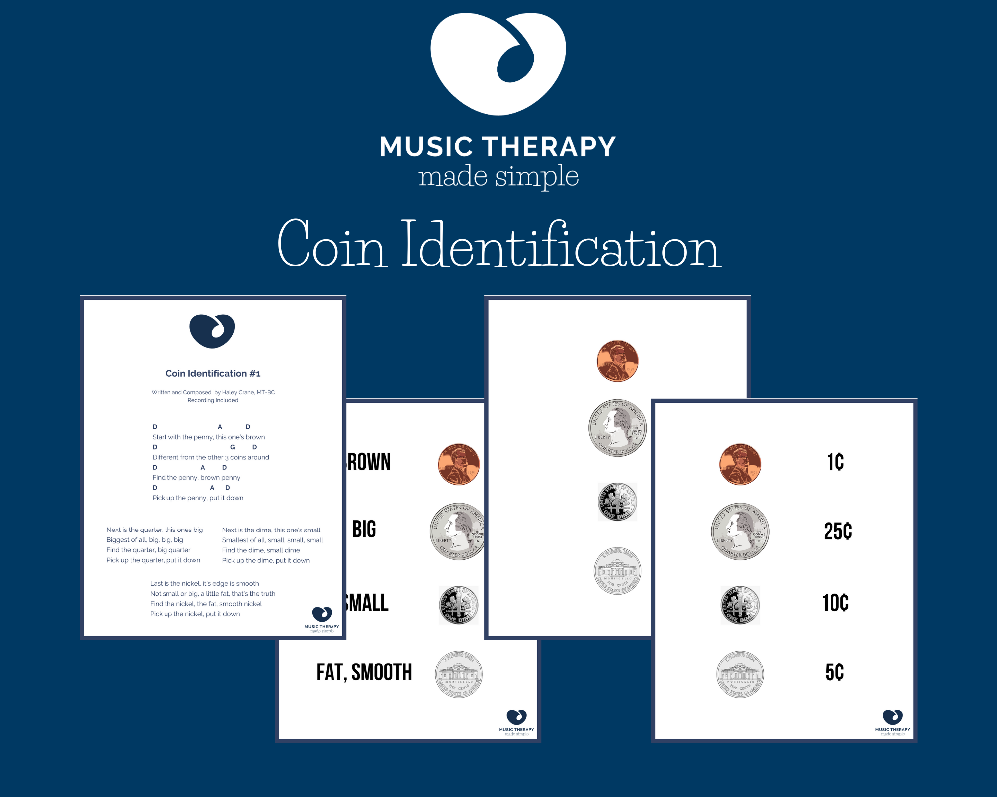 Music Therapy Made Simple Coin Identification Song and Visuals